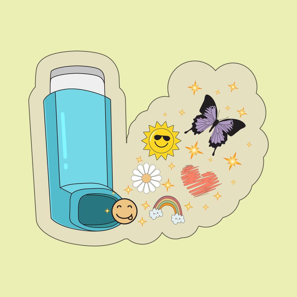 Magical Inhaler Sticker, Puffer Sticker, Respiratory Illness Sticker, Respiratory Therapist Sticker, Nurse Sticker vector