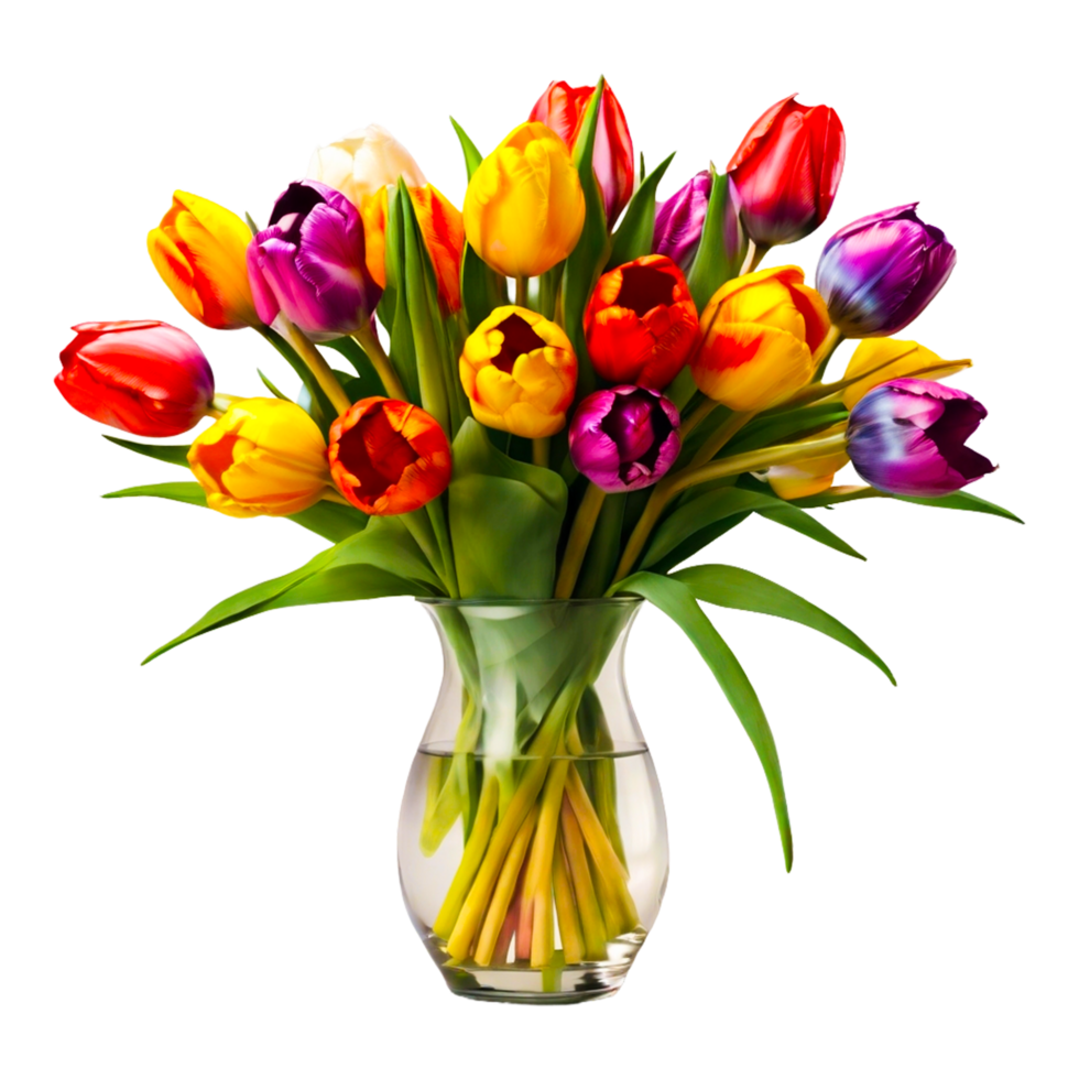 AI generated Bunch of yellow tulips isolated on transparent background png