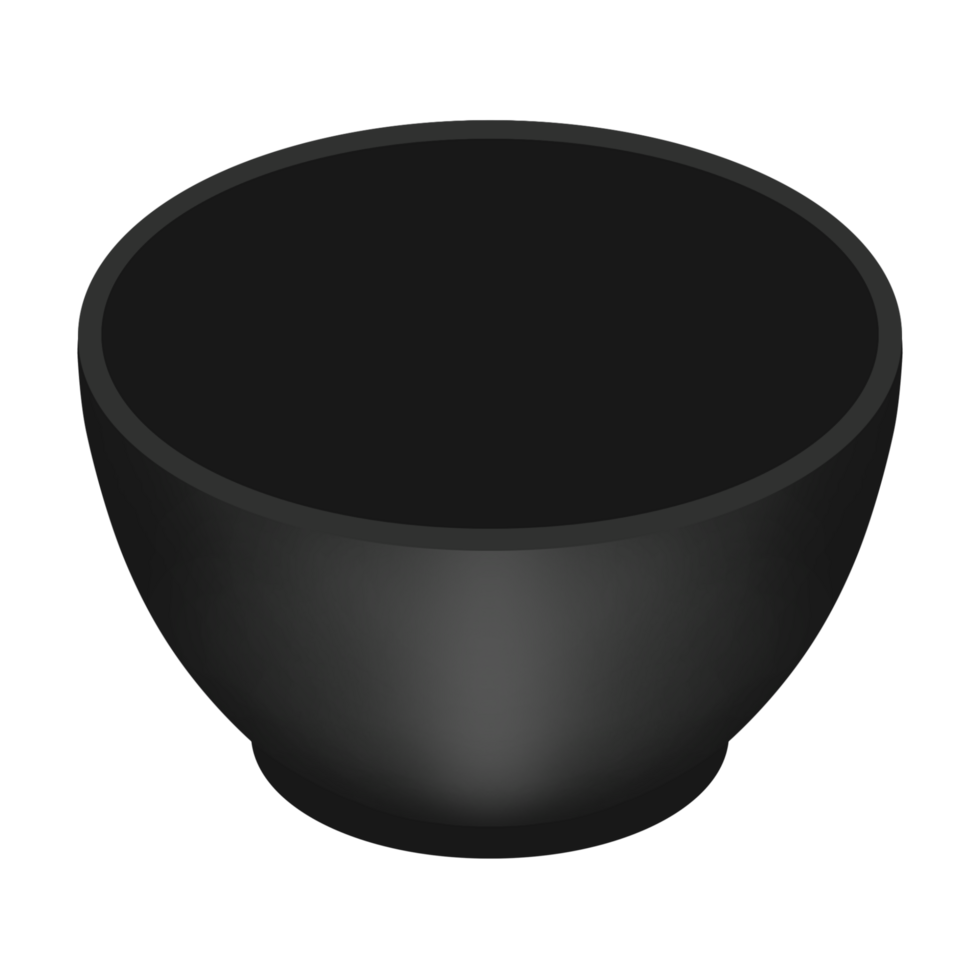black bowl icon, isometric style, isolated on transparent background png