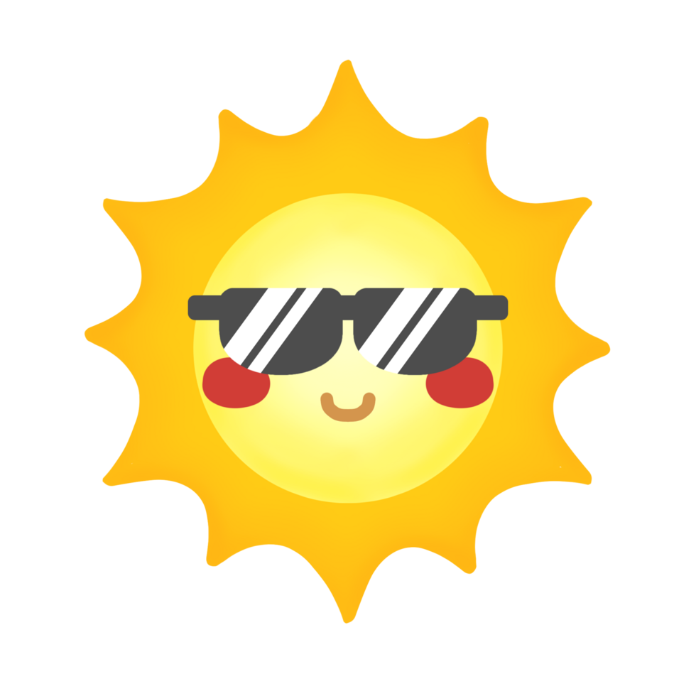 sun with sunglasses on transparent background png