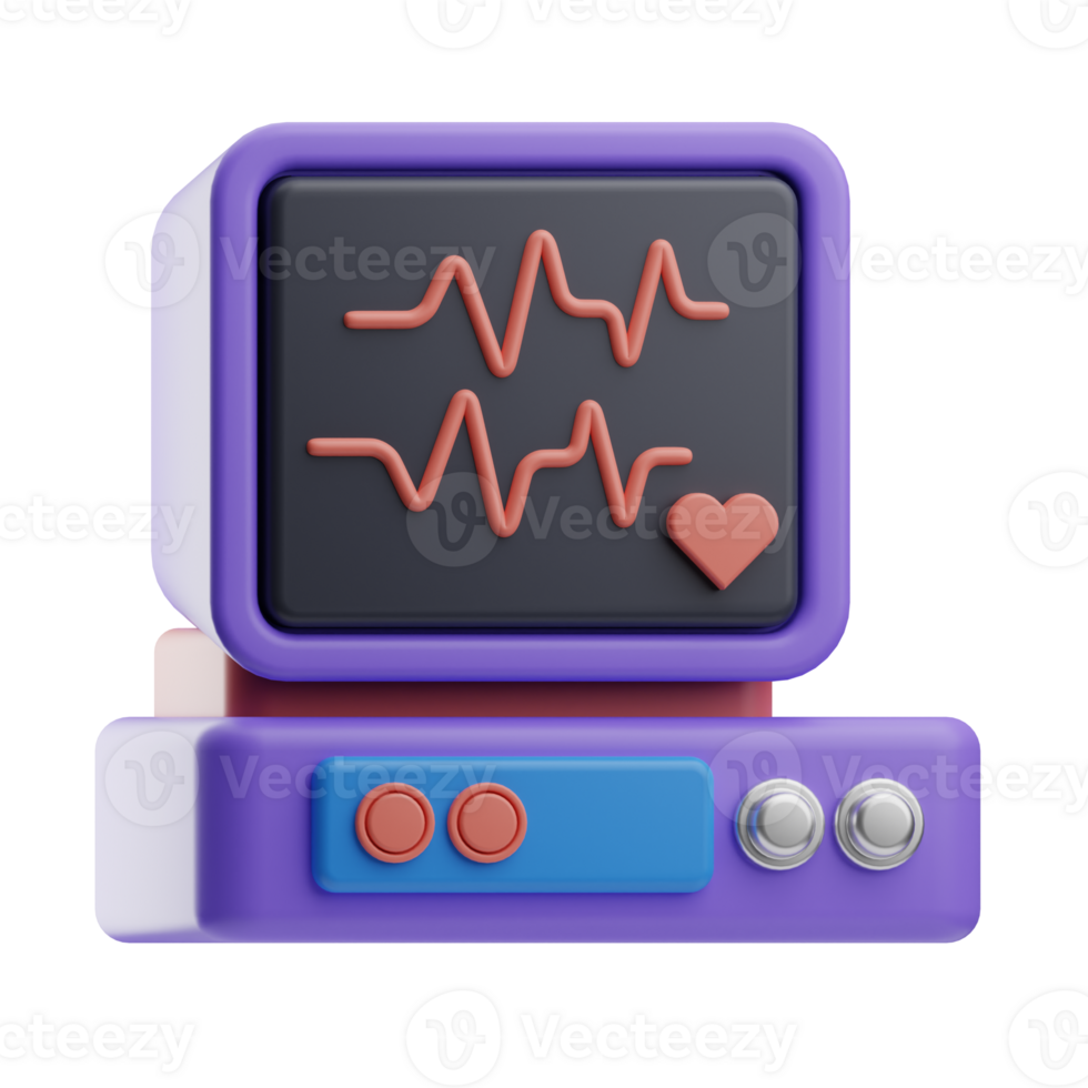 Object Medical Electronic Devices Cardiogram 3D Illustration png