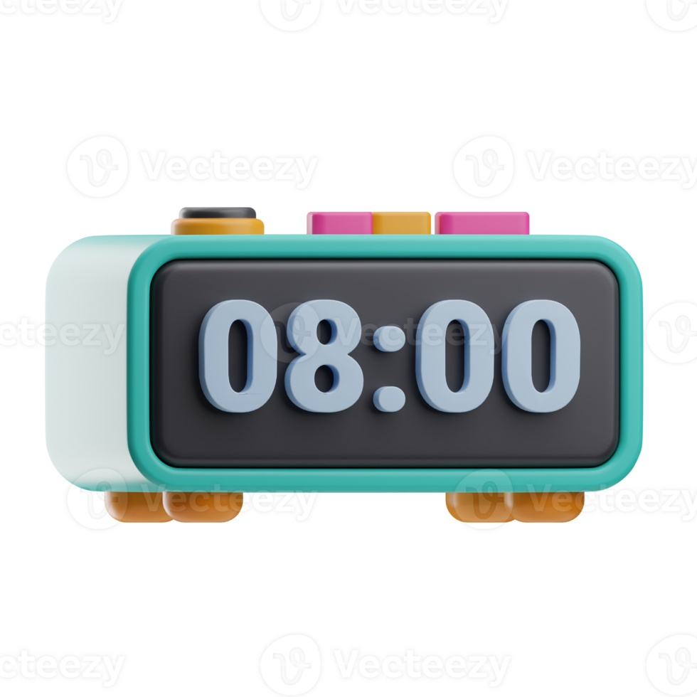 Object Teenager Alarm Clock 3D Illustration png