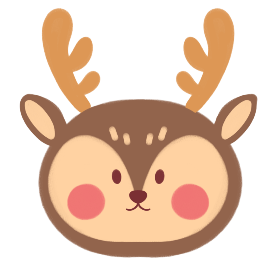 a cartoon deer head with horns png