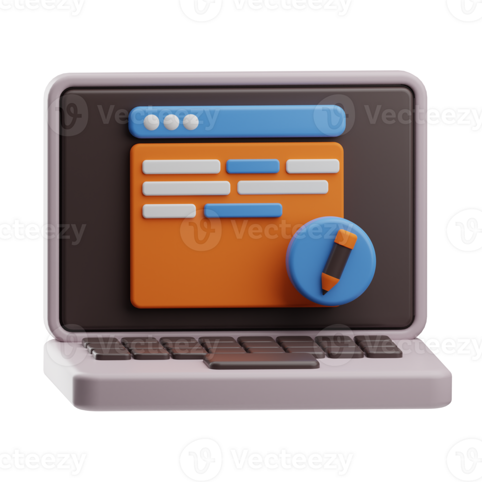 objeto computador programação editar código 3d ilustração png