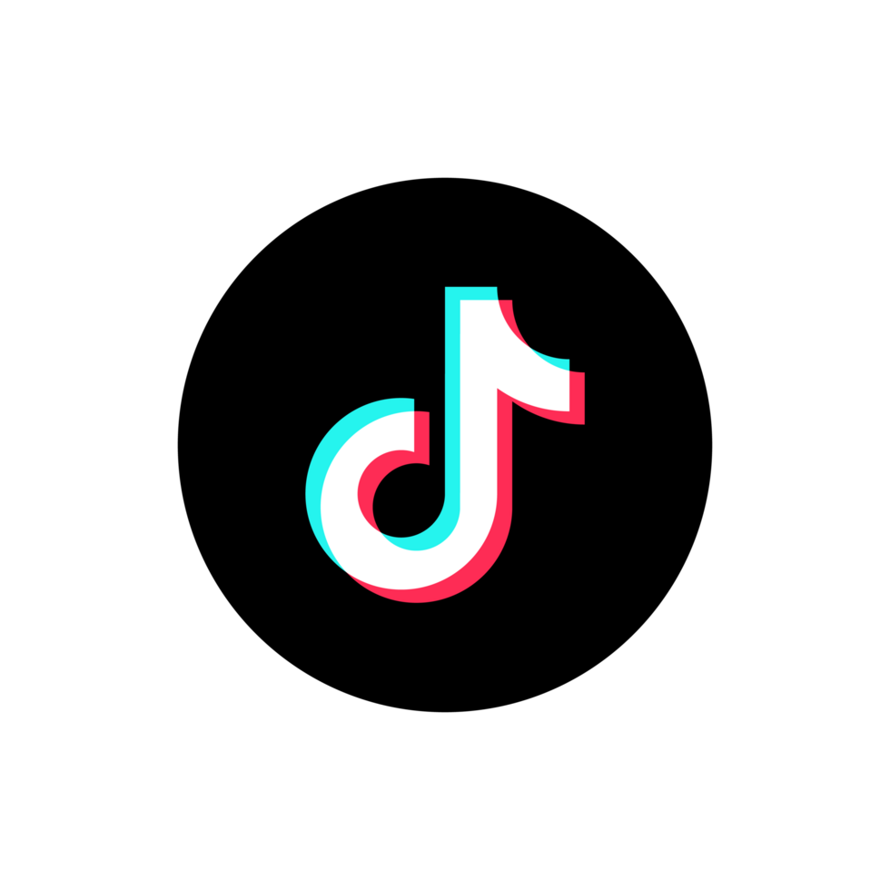 redondo Tik Tok logo con grueso blanco frontera en un transparente antecedentes png