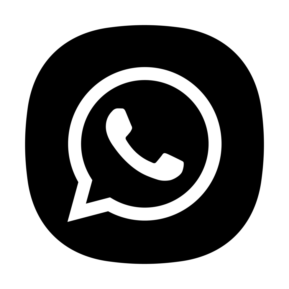 App Symbol Stil WhatsApp schwarz und Weiß Logo auf ein transparent Hintergrund png