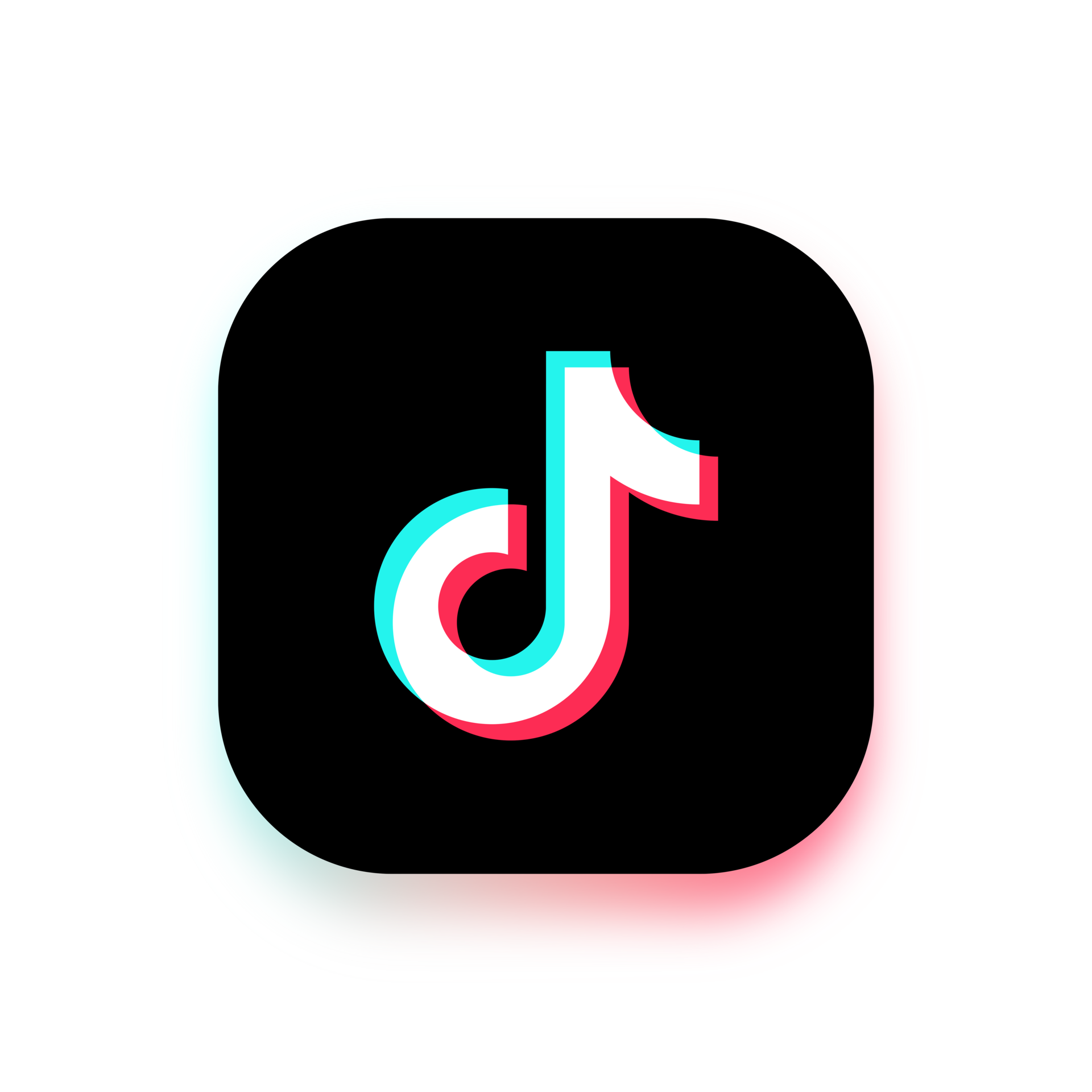 cuadrado Tik Tok logo con grueso blanco frontera y sombra en un