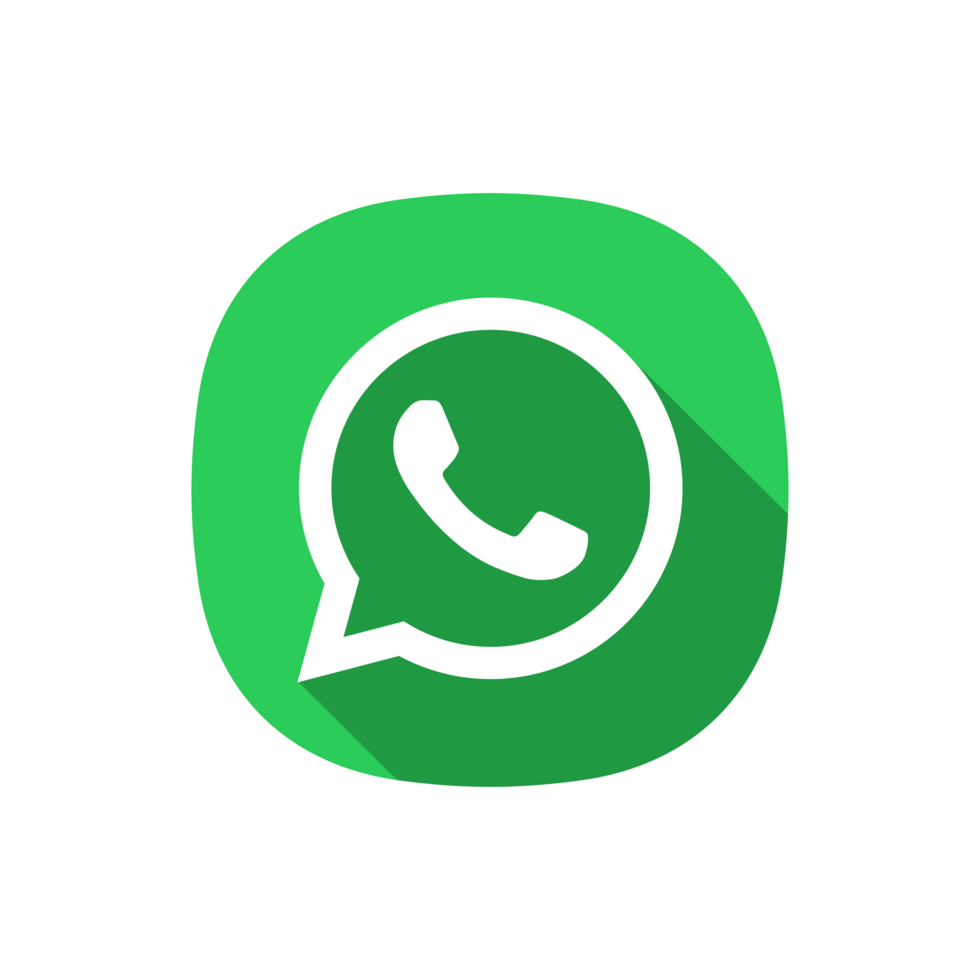 App Icon Style WhatsApp Logo With Thick White Border And Long Shadow On A Transparent Background png