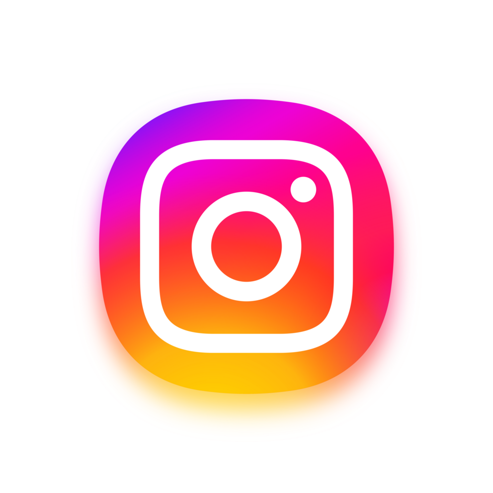 instagram logo in app stijl met dik wit grens en glimmend licht schaduw png