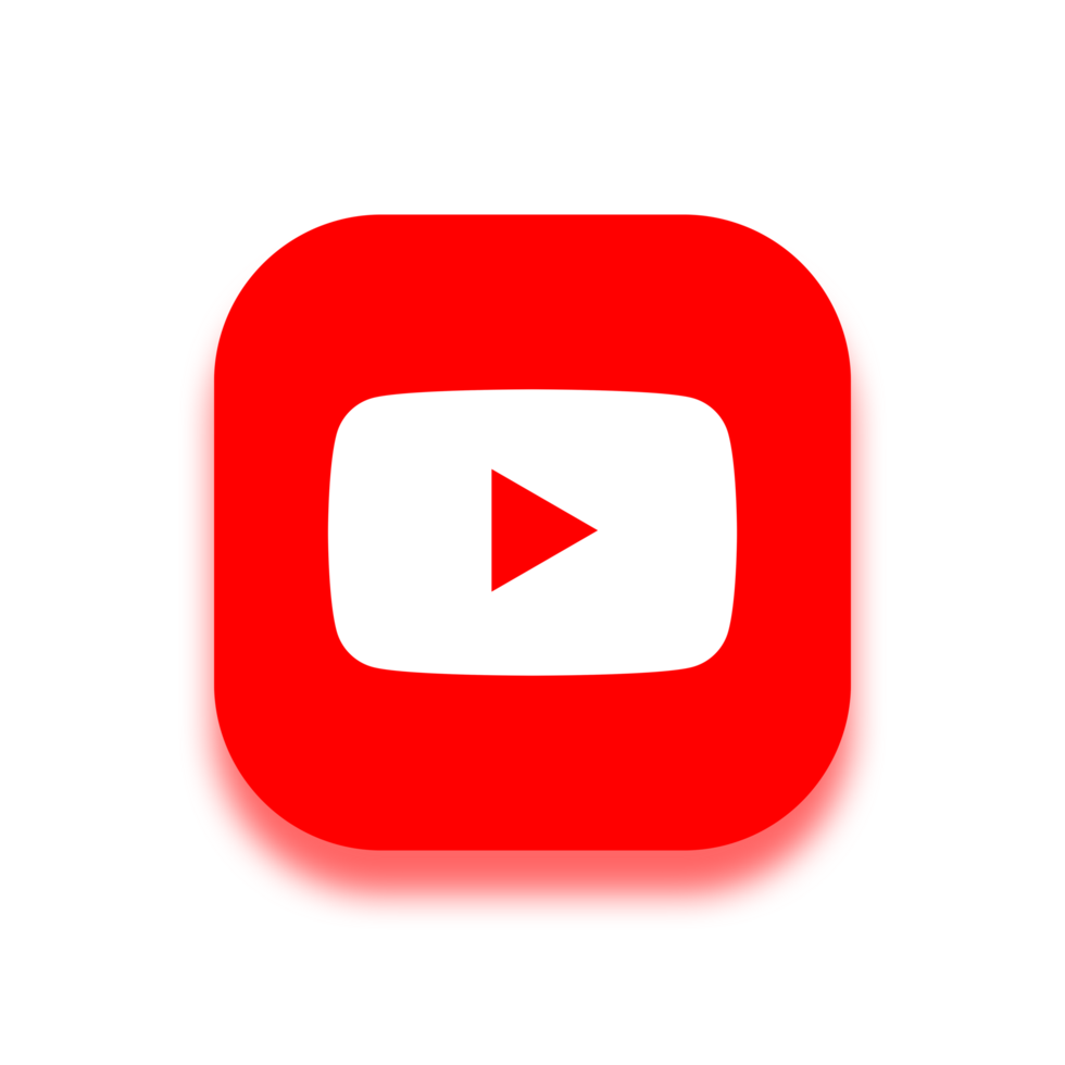 Rounded Square Red Color Youtube Logo With Thick White Border And Shadow On A Transparent Background png
