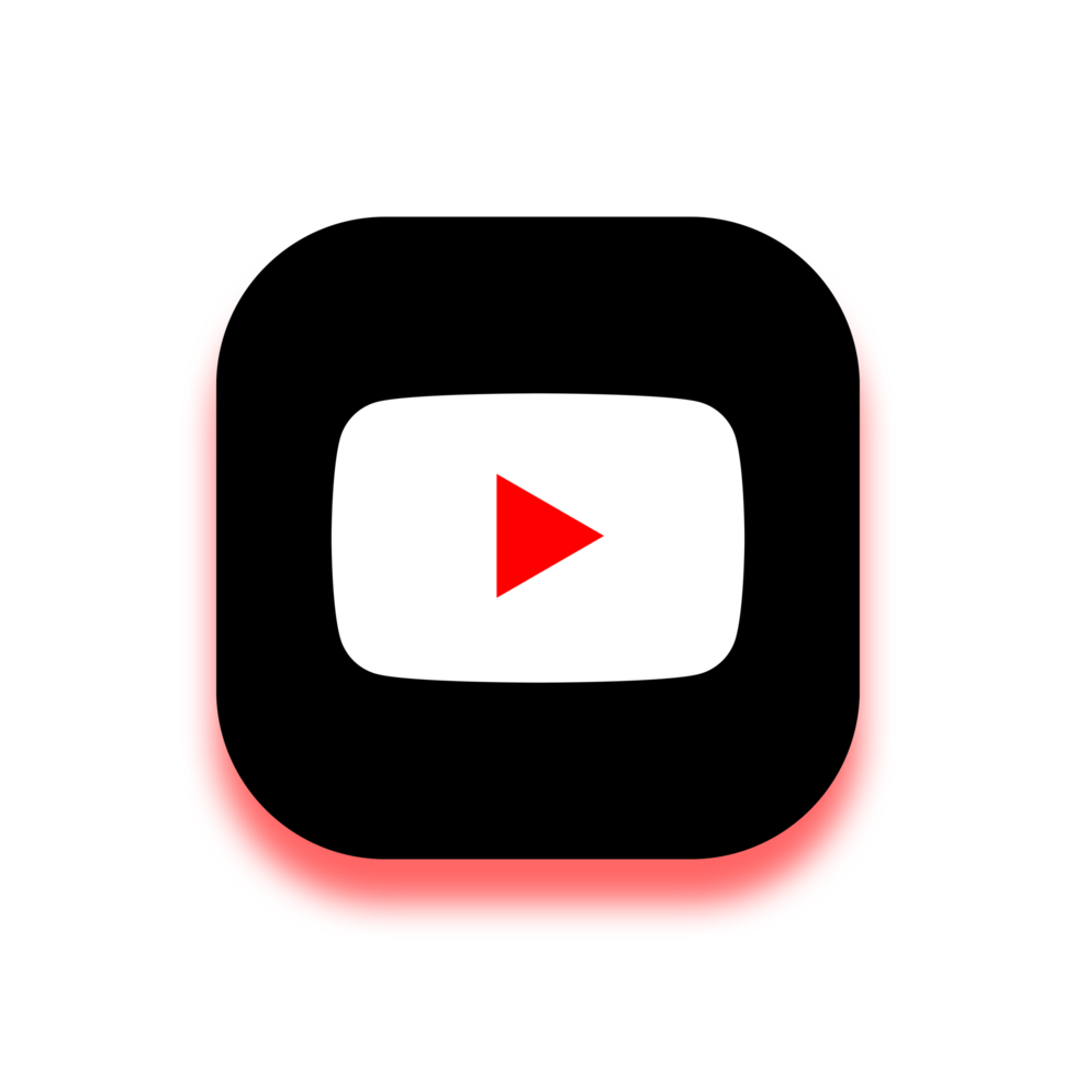 Rounded Square Red And Black Color Youtube Logo With Thick White Border And Shadow On A Transparent Background png