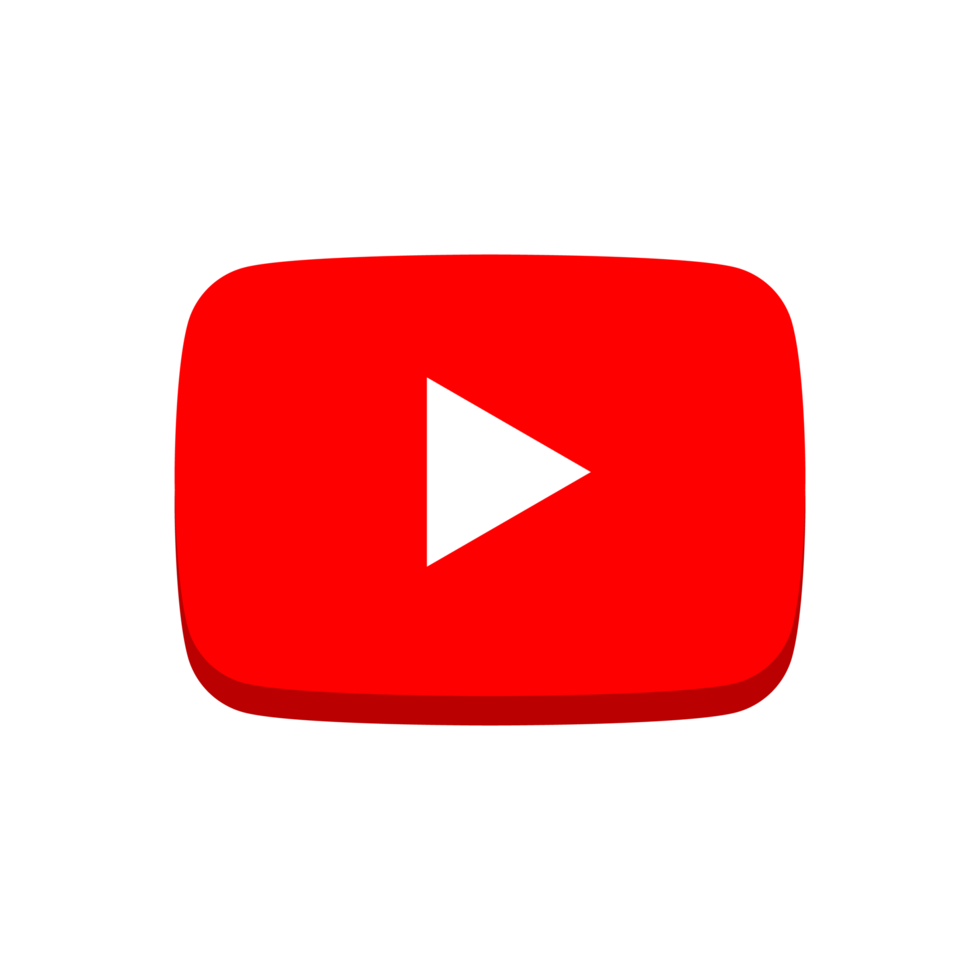 3d Bottom Side Flat Youtube Play Button Logo With Transparent Background Png