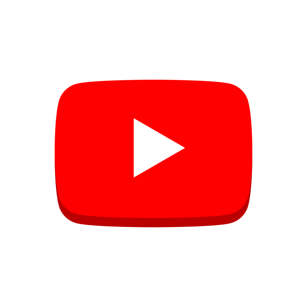 3d botten sida platt Youtube spela knapp logotyp med transparent bakgrund png