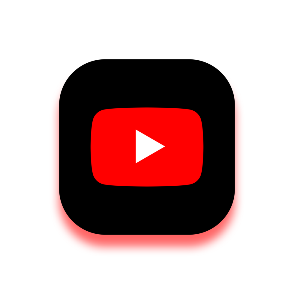 Rounded Square Red And Black Color Youtube Logo With Thick White Border On A Transparent Background png