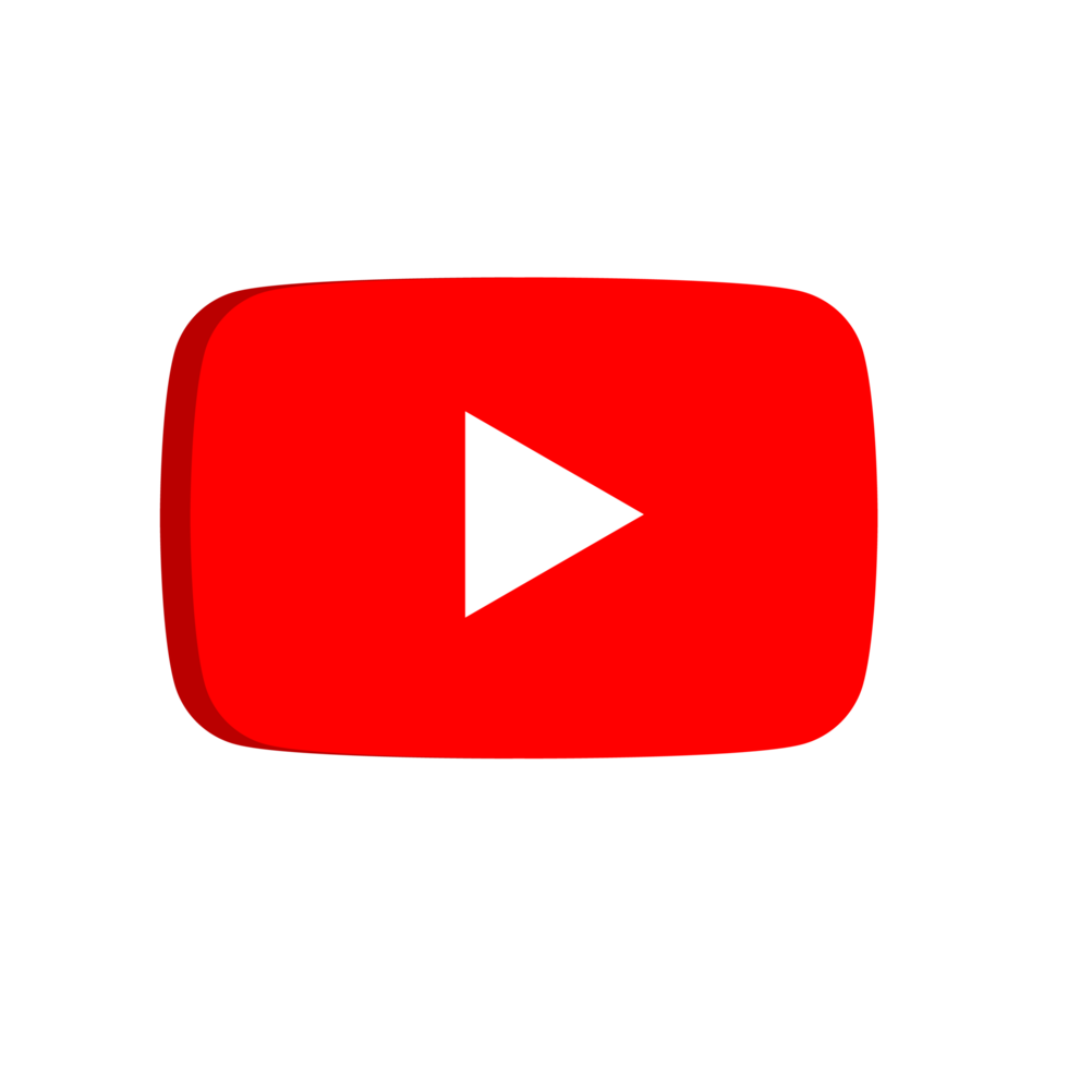 3d vänster sida platt Youtube spela knapp logotyp med transparent bakgrund png