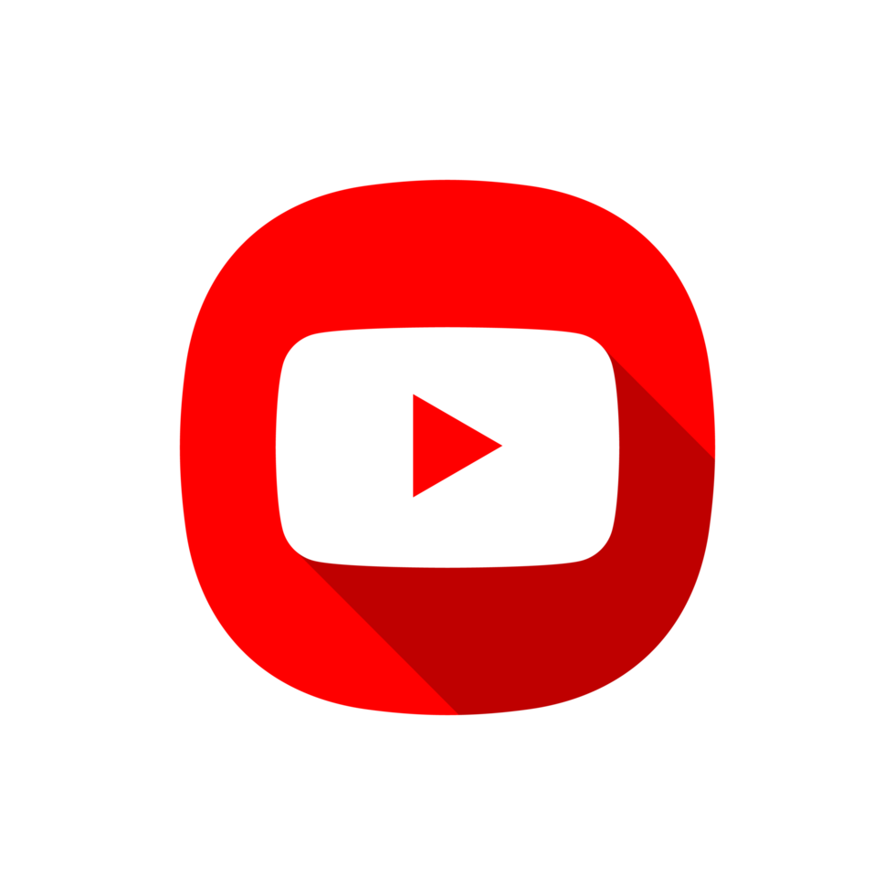 App Style Red Youtube Logo With White Thick Border And Long Shadow png