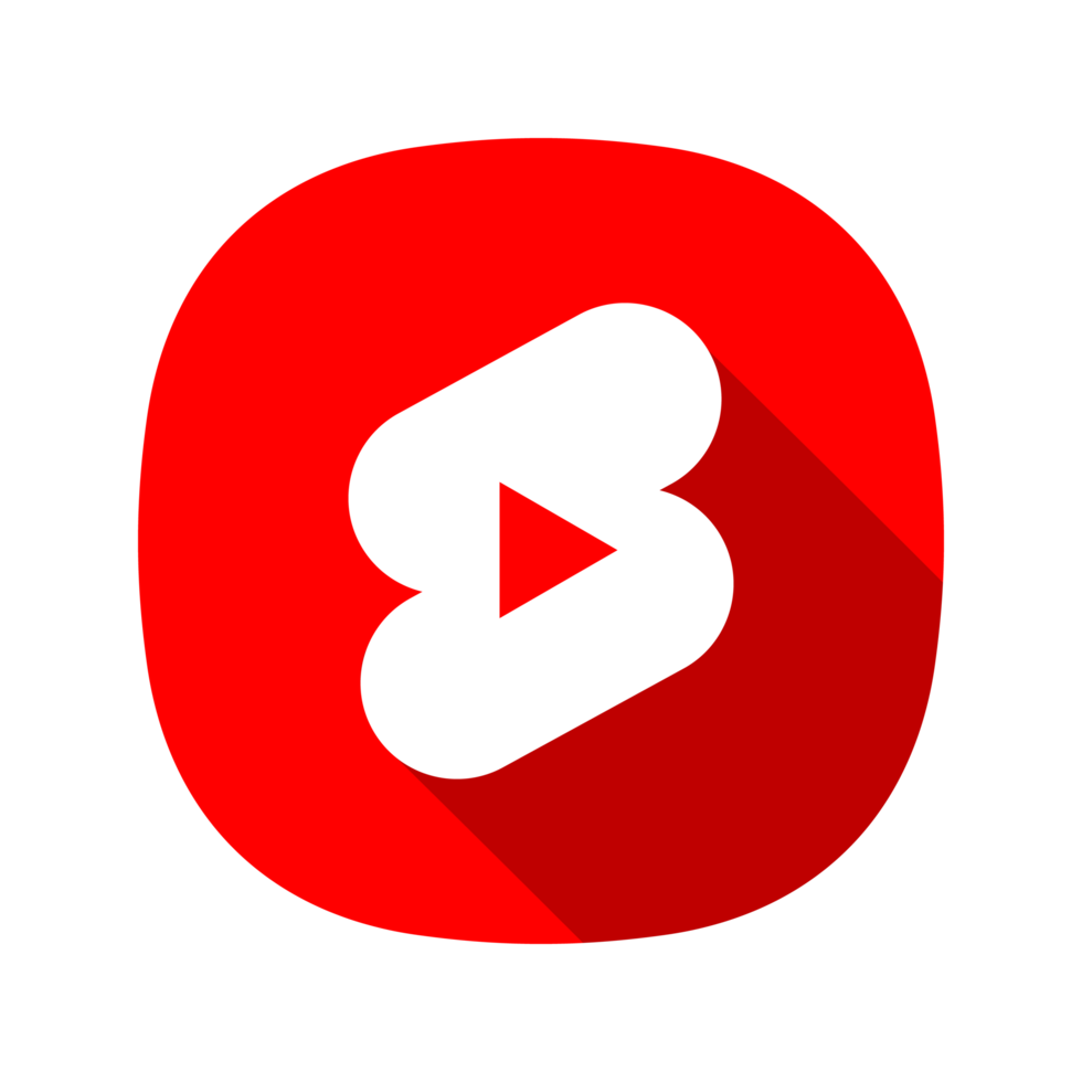 Youtube short logo, rouge et blanc avec longue ombre sur une transparent arrière-plan, png icône