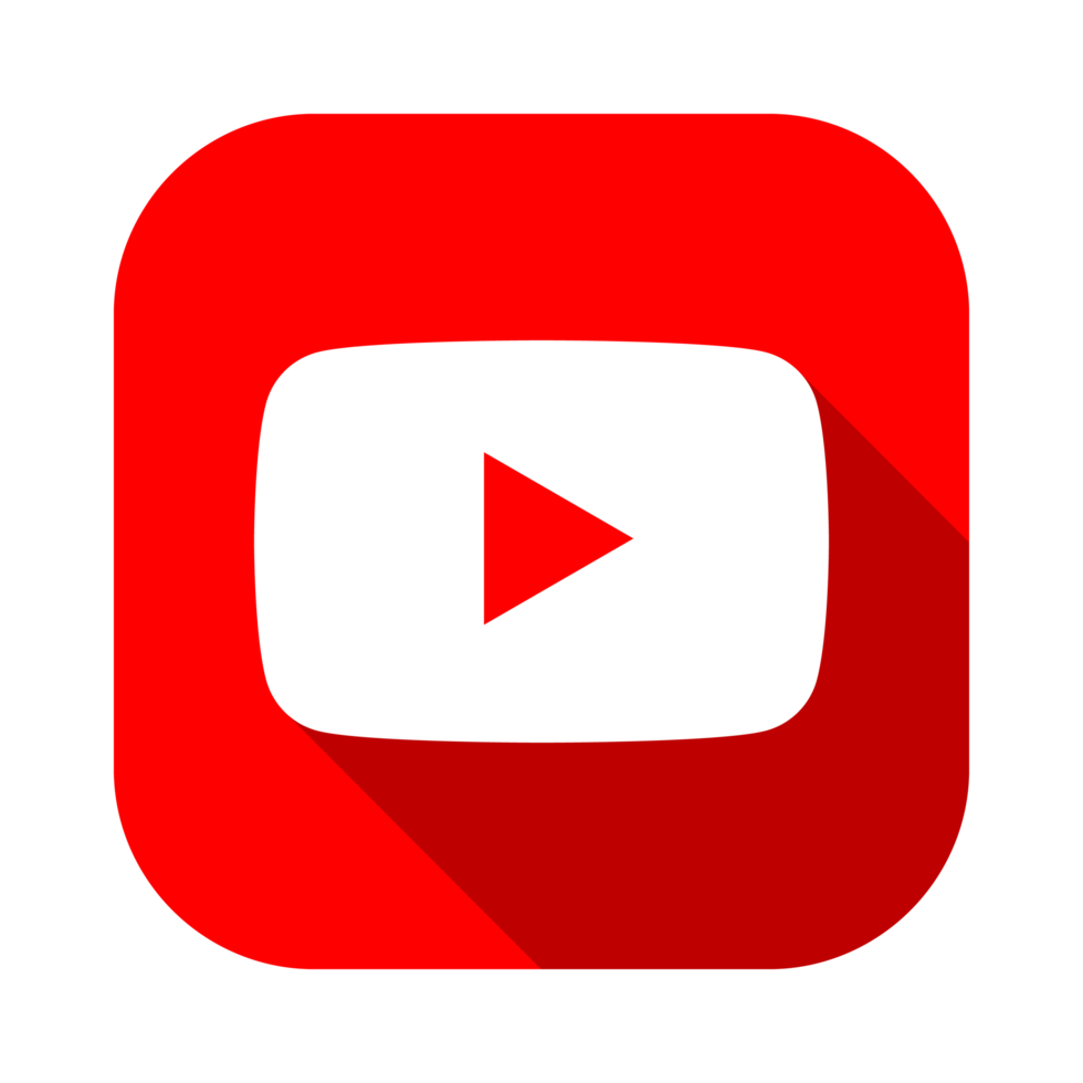 carré Youtube jouer bouton logo avec longue ombre sur une transparent Contexte png