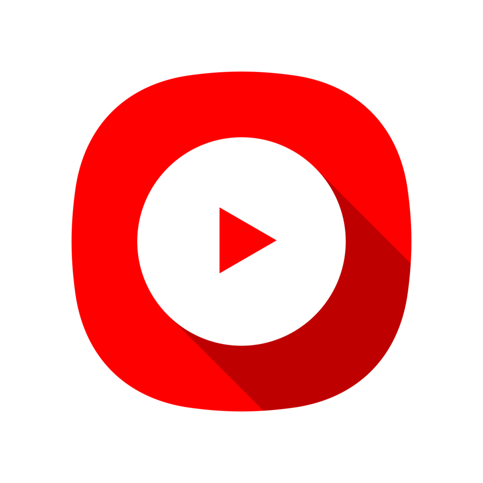 App Style Red And White Play Button With Long Shadow On Transparent Background png