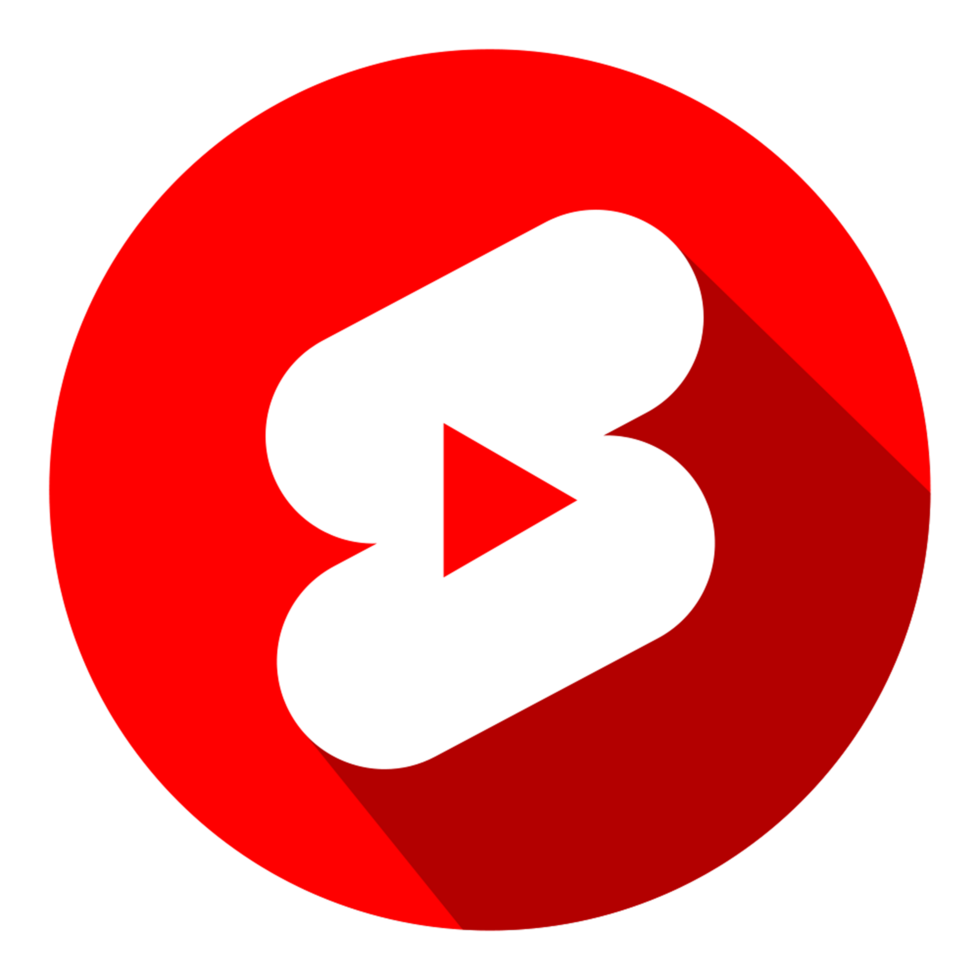 Youtube Shorts Logo On Circle With Long Shadow On A Transparent Background png