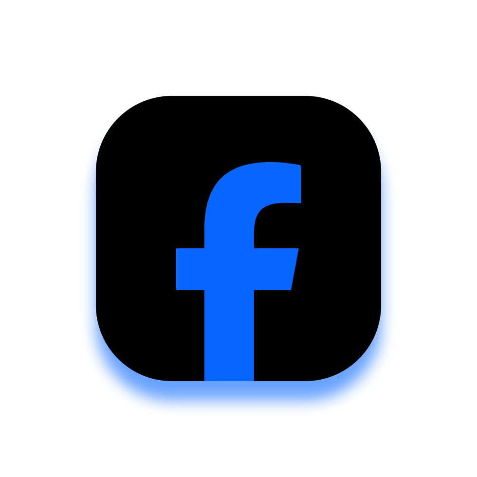 Round Square Black And Blue Facebook Logo With Thick White Border And Shadow On A Transparent Background png
