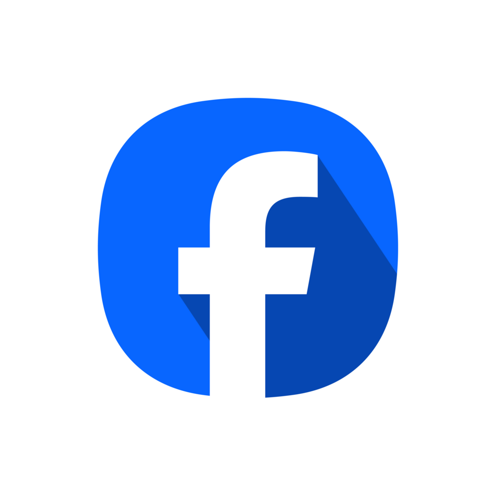 App Style Blue Facebook Logo With White Thick Border And Long Shadow On A Transparent Background png