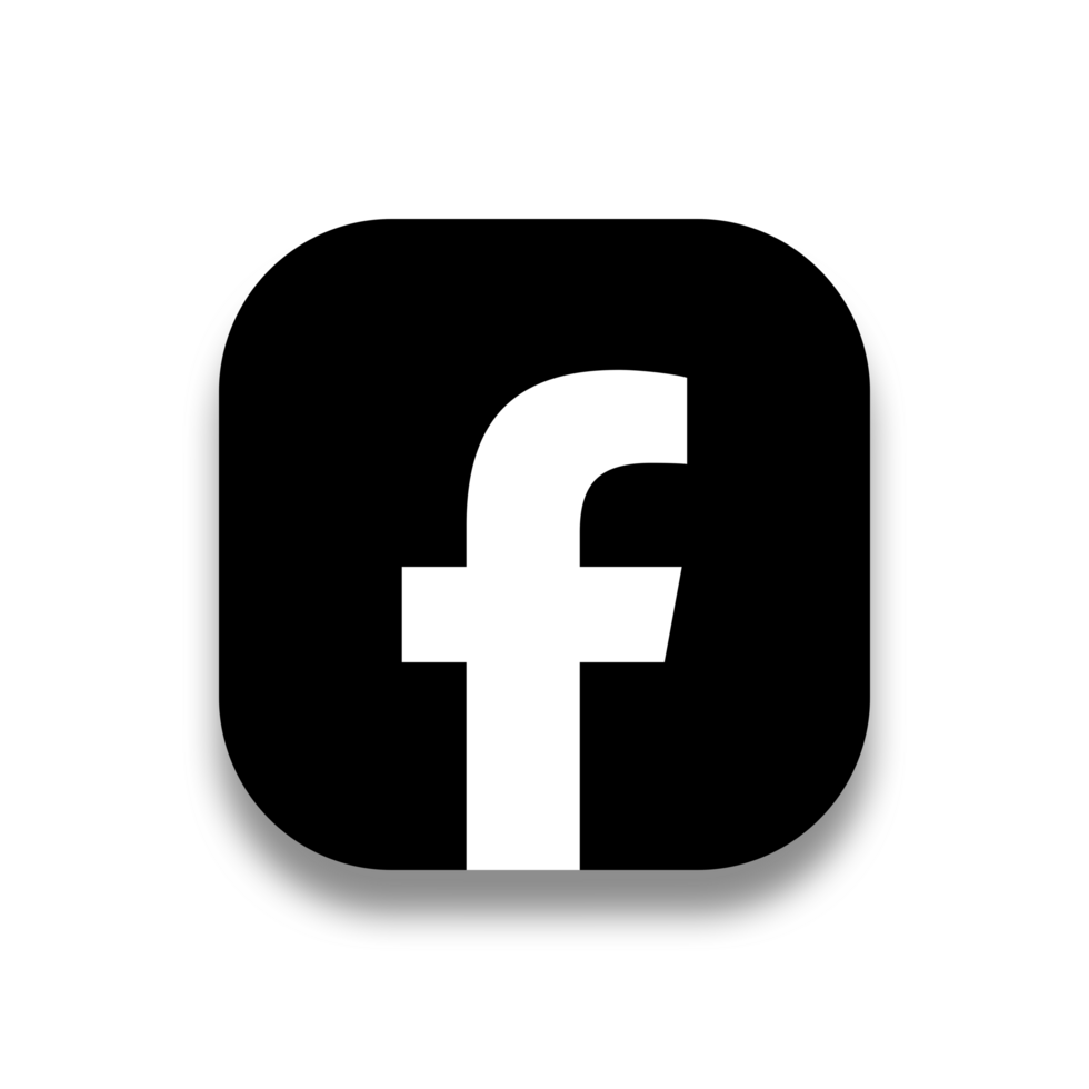 Round Square Black And White Facebook Logo With Thick White Border And Shadow On A Transparent Background png