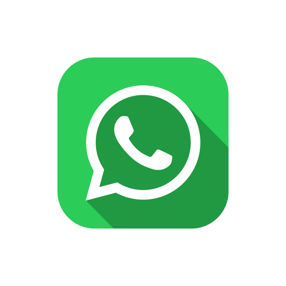 Square WhatsApp Logo With Thick White Border And Long Shadow On A Transparent Background png