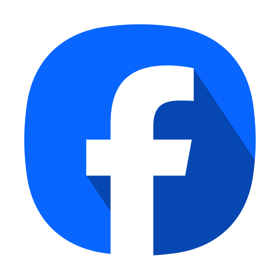 aplicación estilo azul y blanco Facebook logo con largo sombra en un transparente antecedentes png