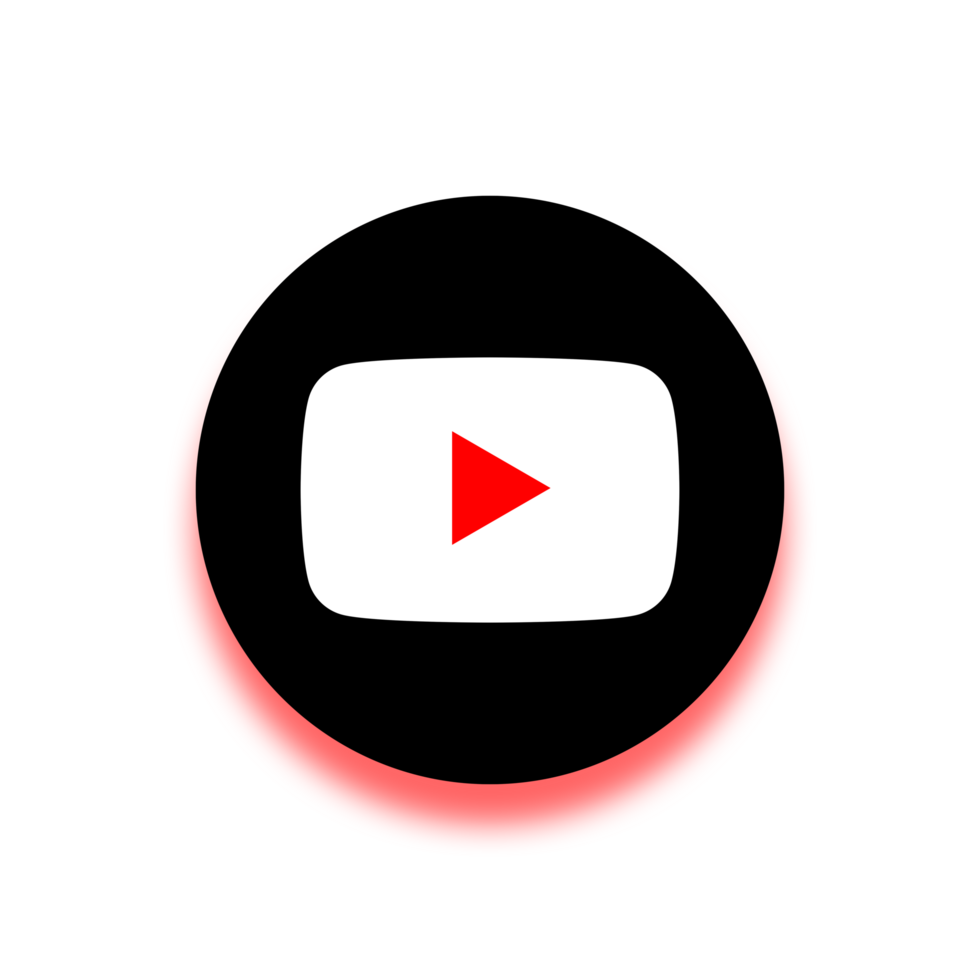 Round Black And Red Youtube Logo With White Thick Border And Shadow png