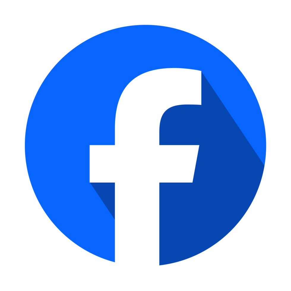 runden Kreis Blau Facebook Logo mit lange Schatten auf ein transparent Hintergrund png