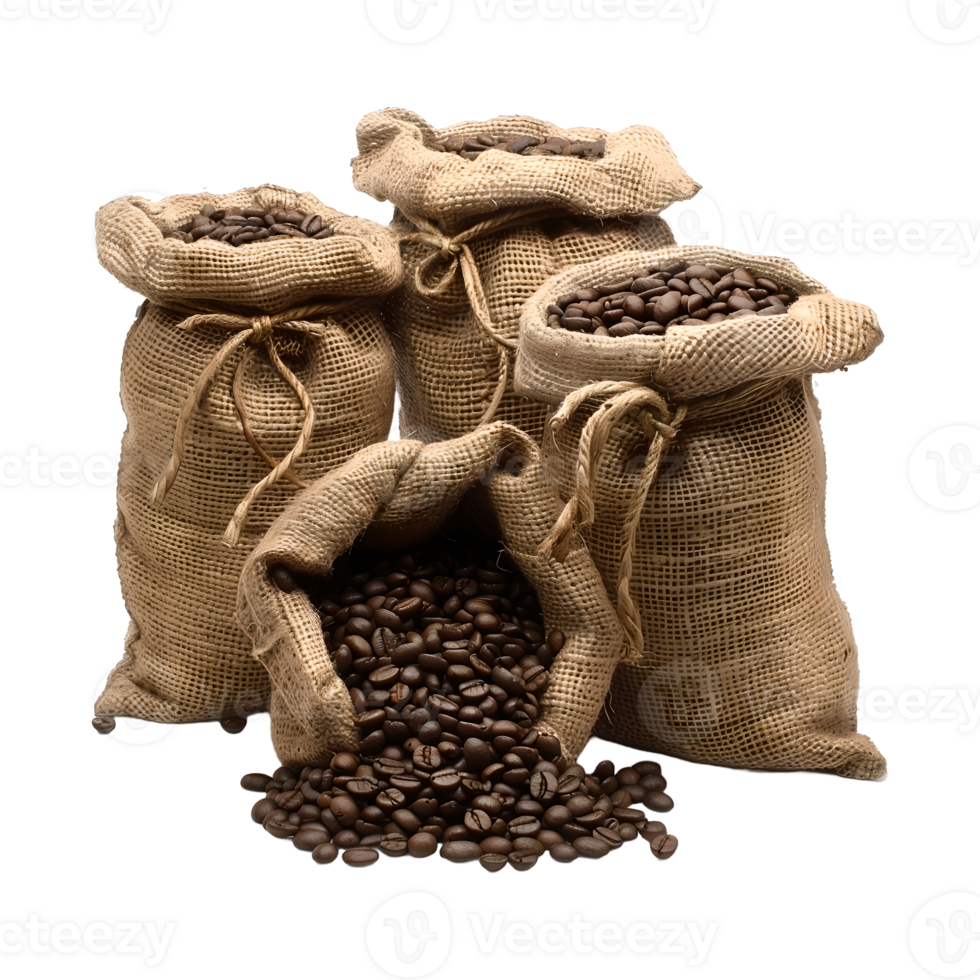 AI generated Coffee beans in the sack png