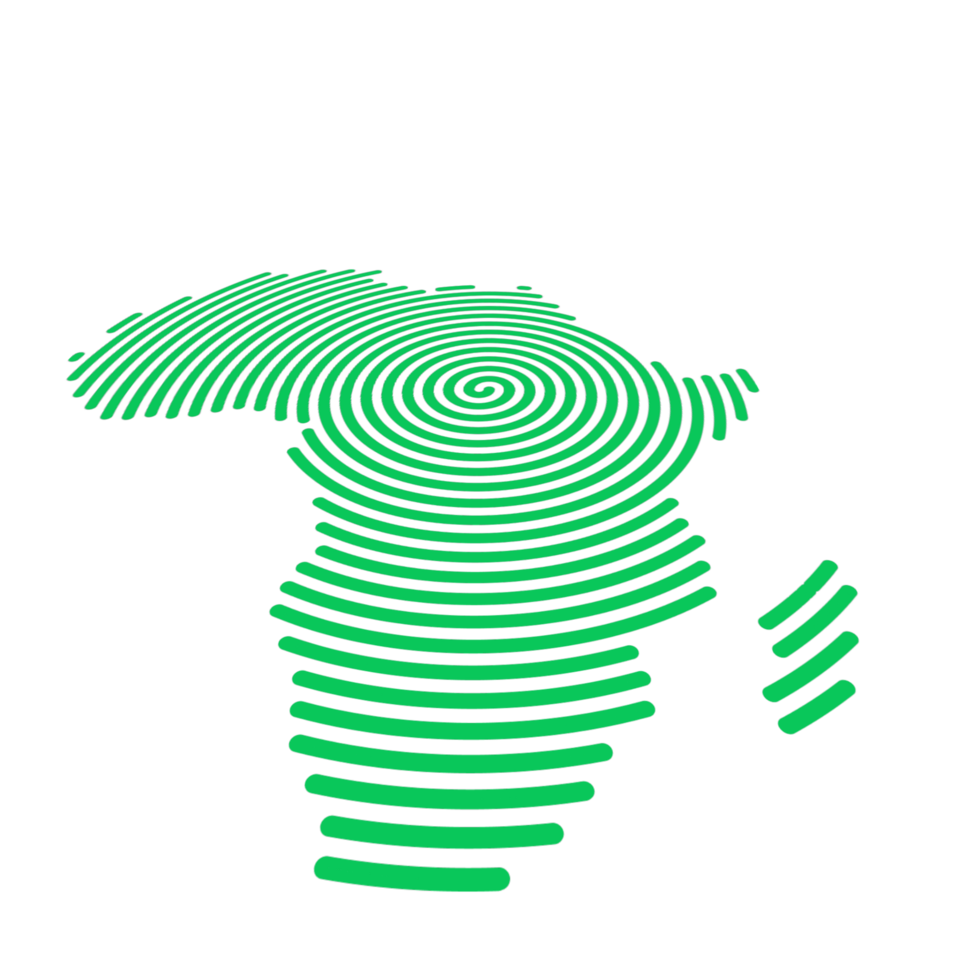 Creative circle map of Africa. Political map. Spiral fingerprint series 3D, Perspective, png, transparent background png