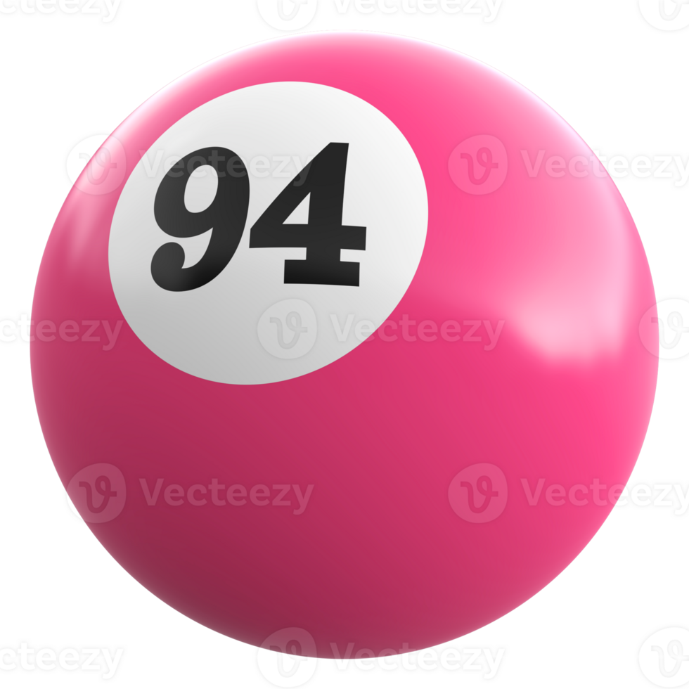 94 number 3d ball pink png