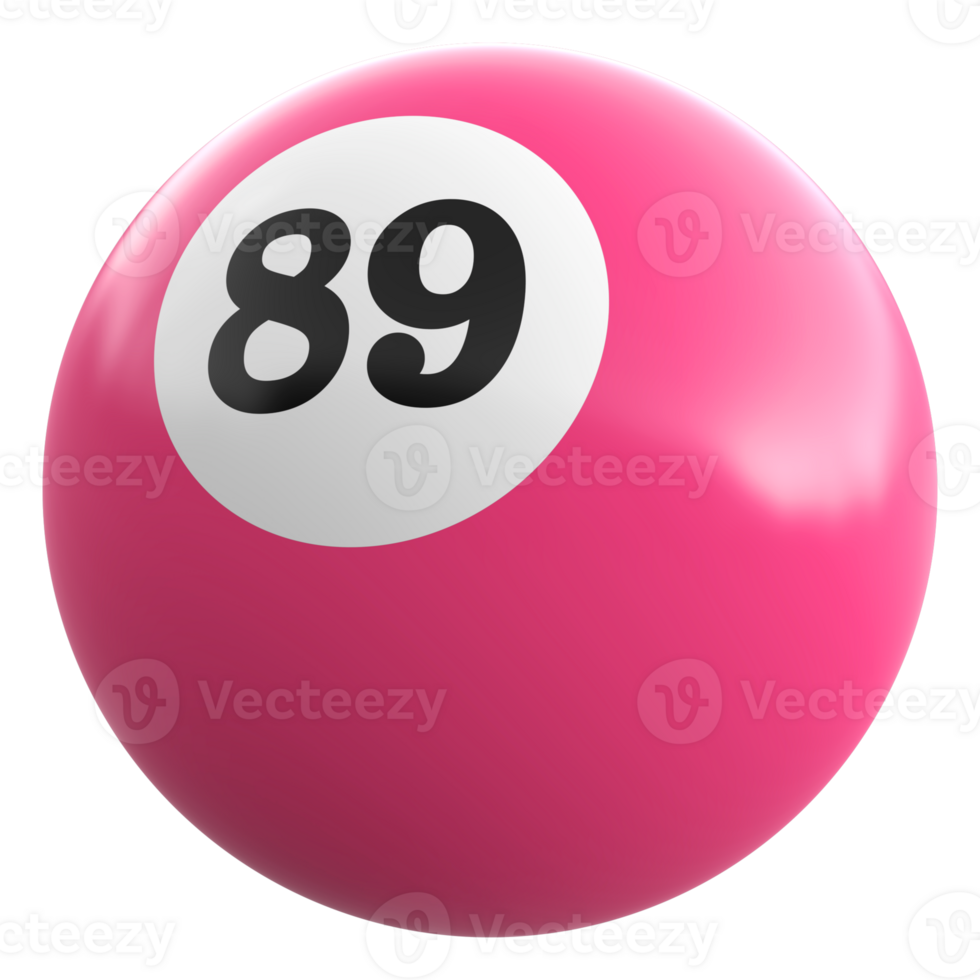 89 number 3d ball pink png