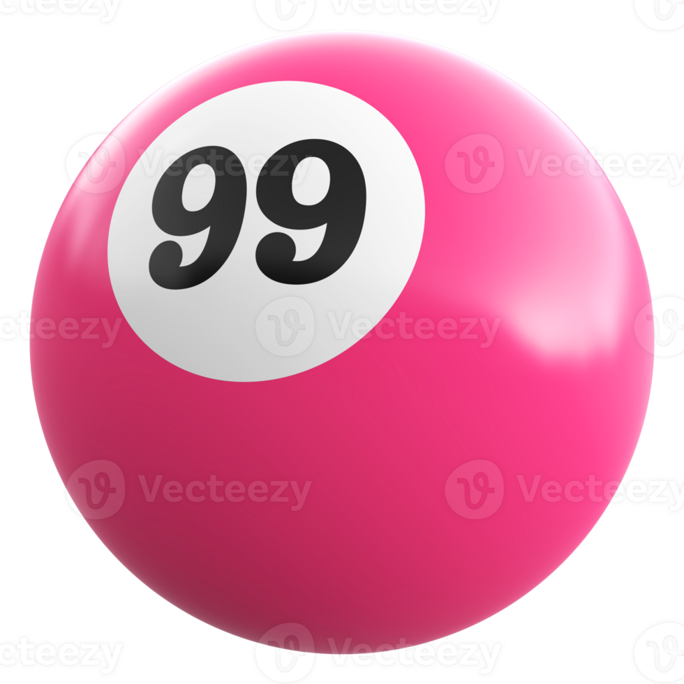 99 number 3d ball pink png