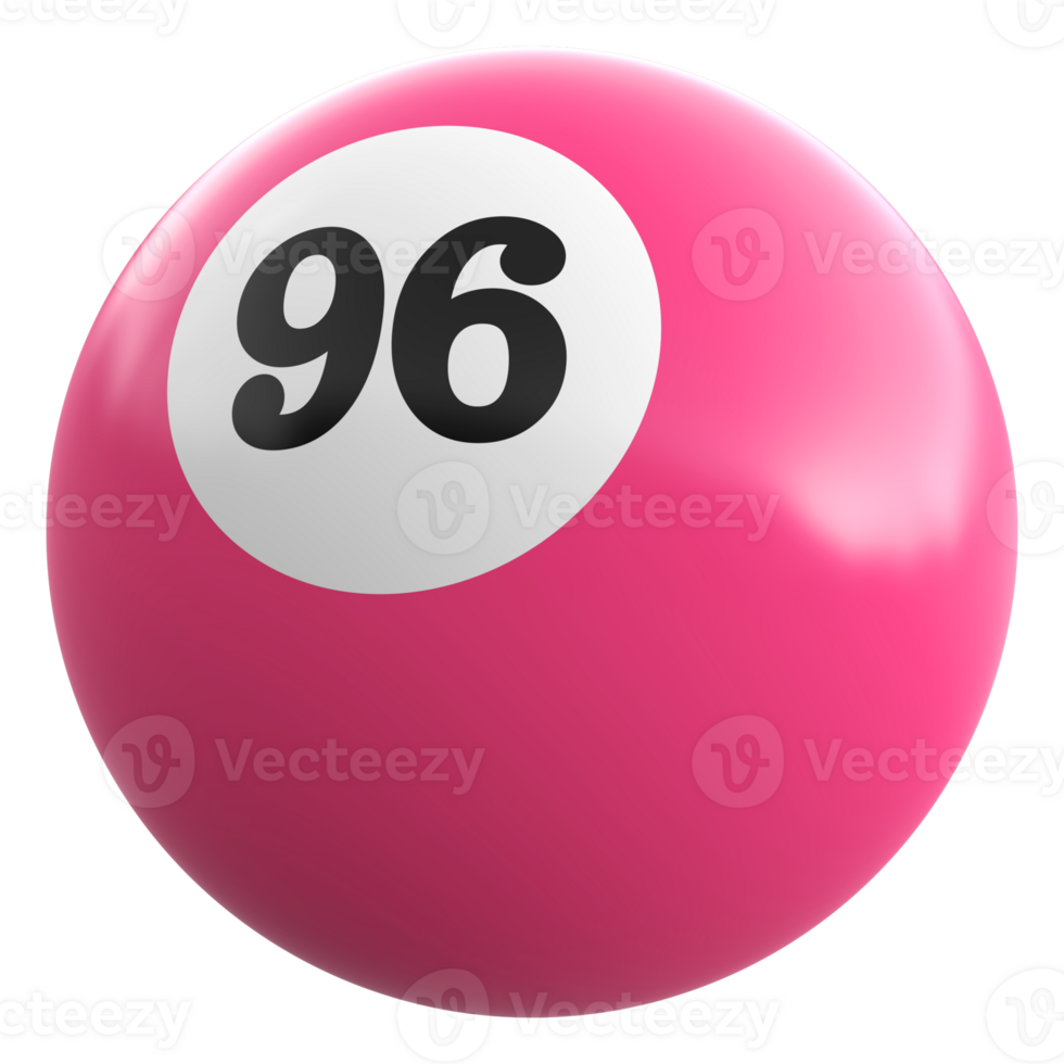 96 number 3d ball pink png