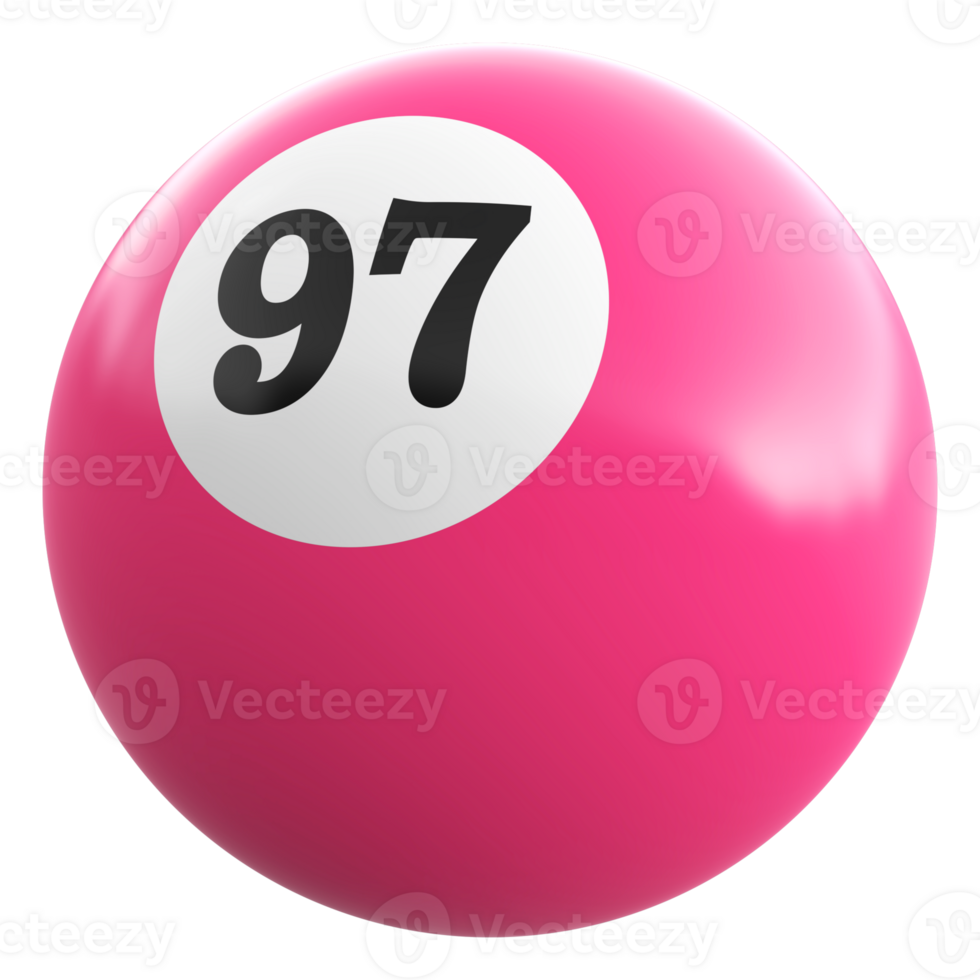 97 number 3d ball pink png