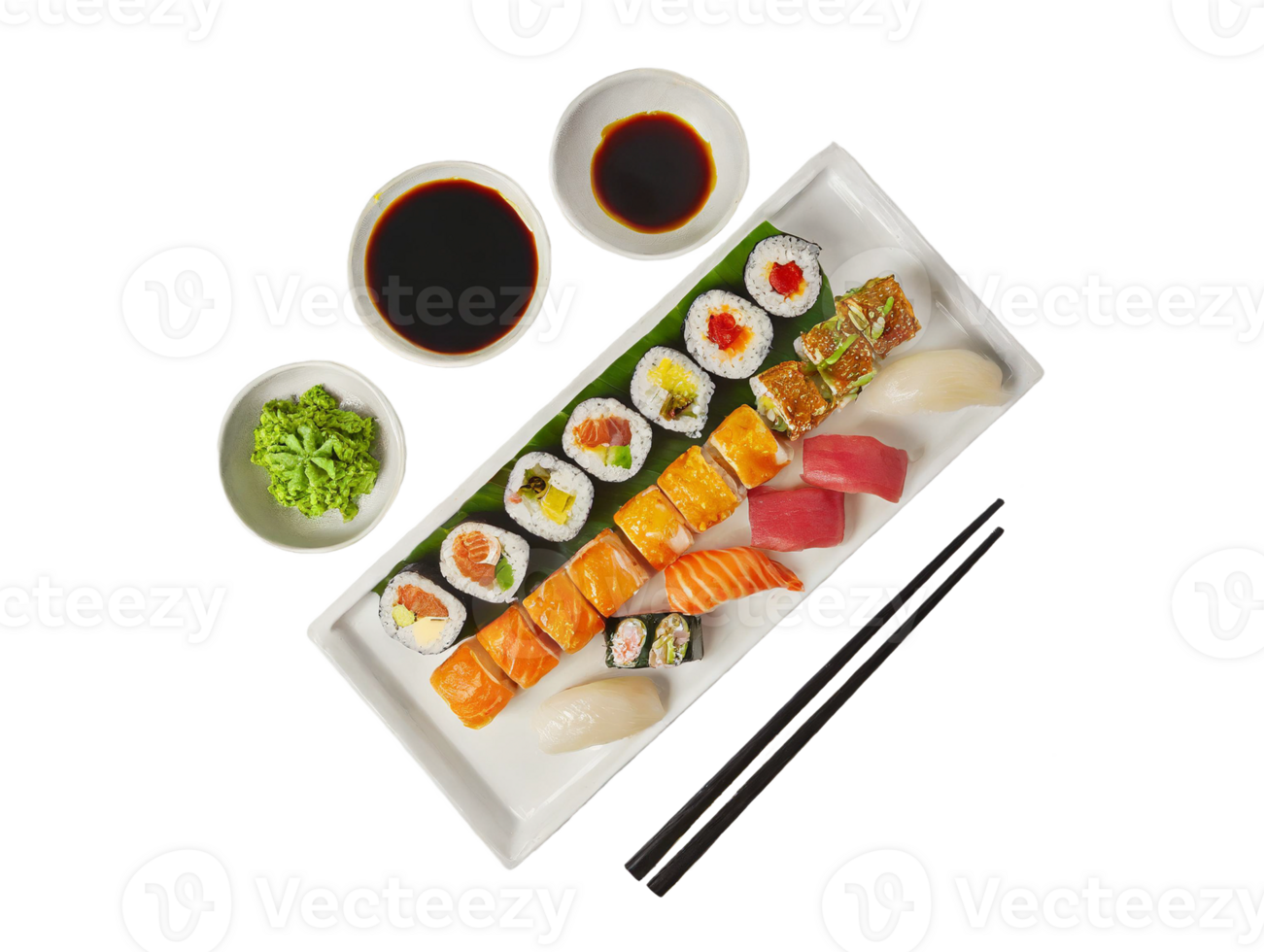 AI generated a plate of sushi png