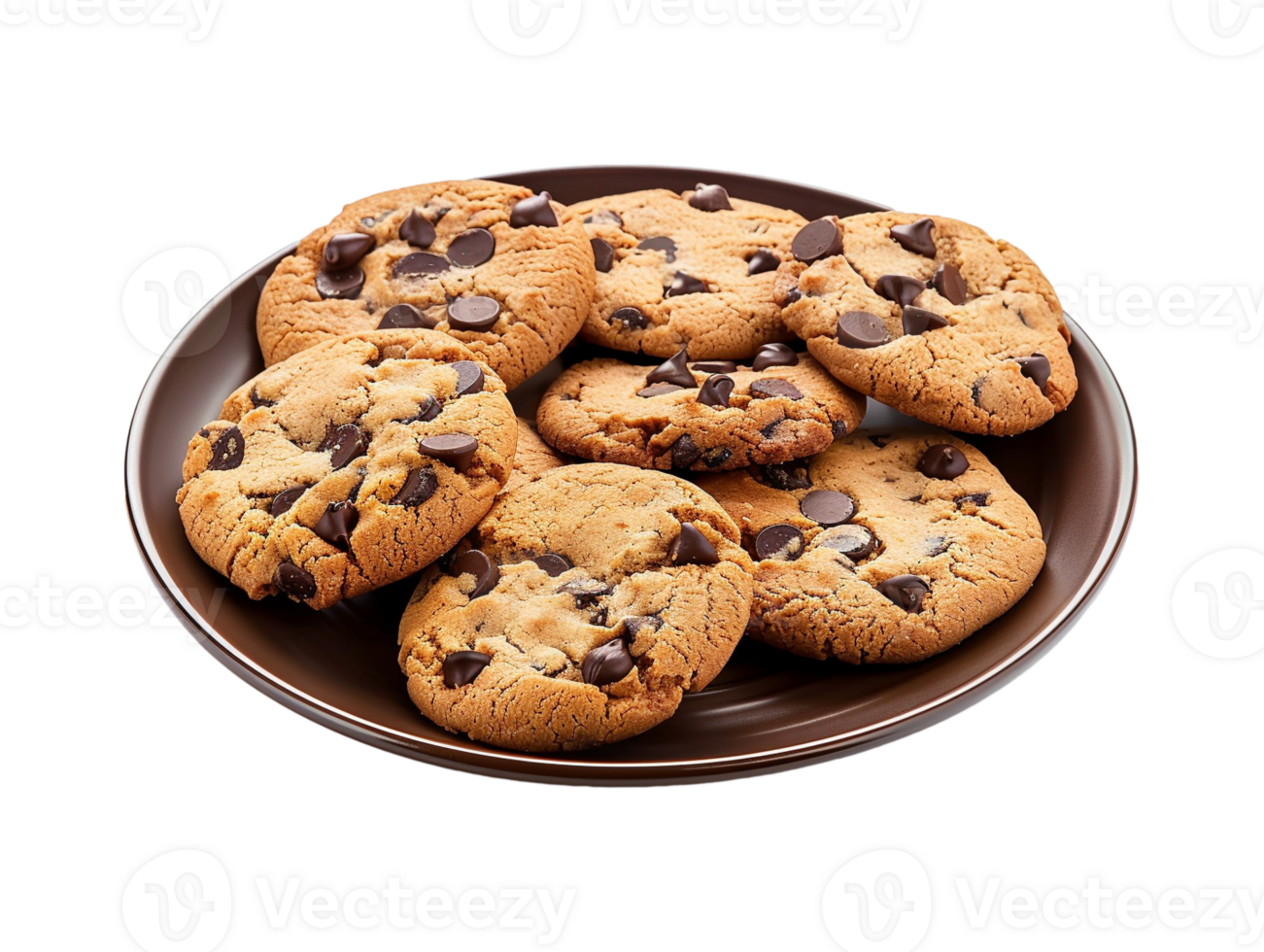 AI generated chocolate chip cookies on a plate png