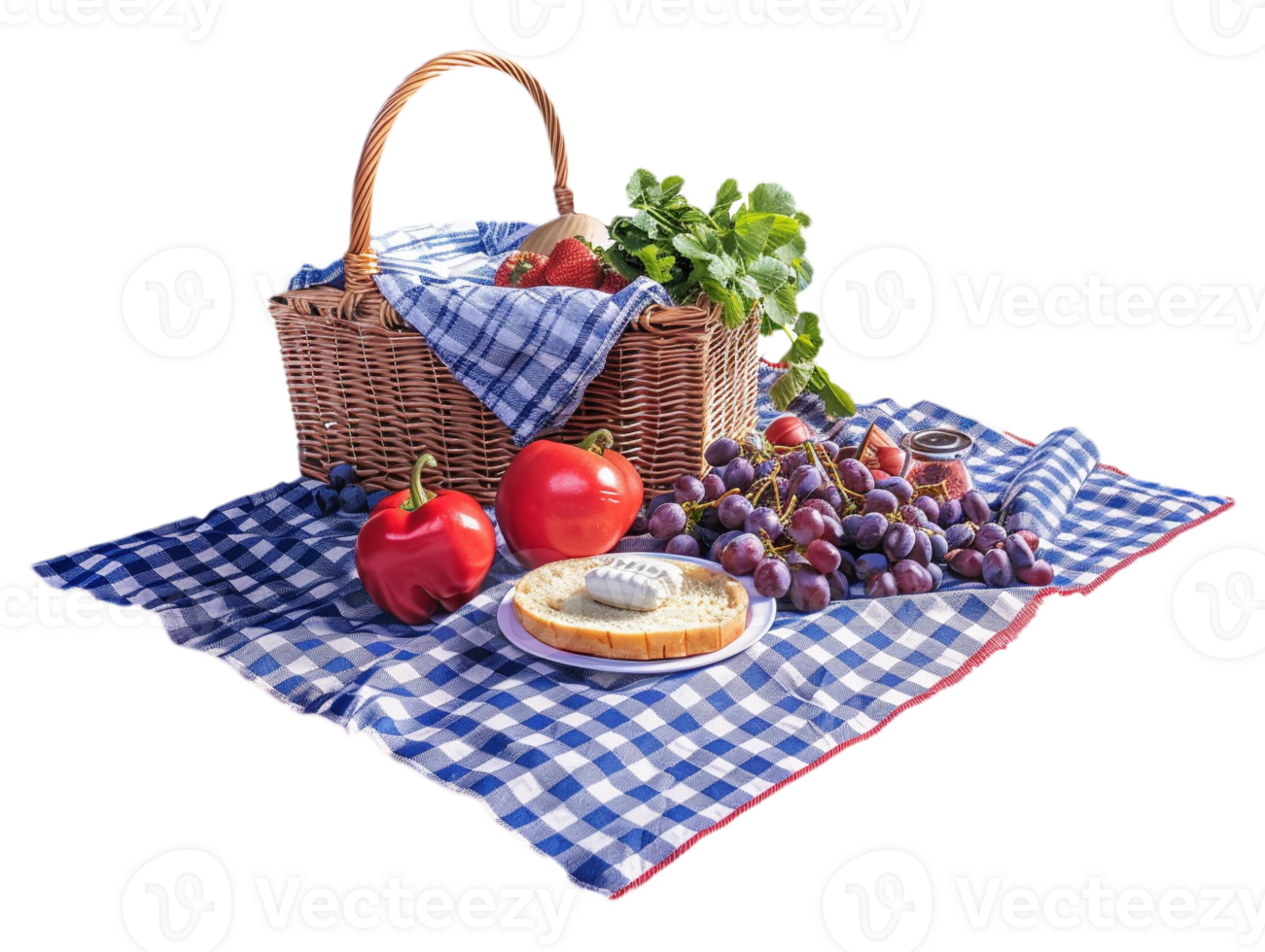 AI generated Foods on picnic mat png