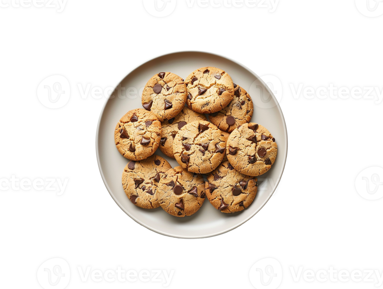 AI generated chocolate chip cookies on a plate png