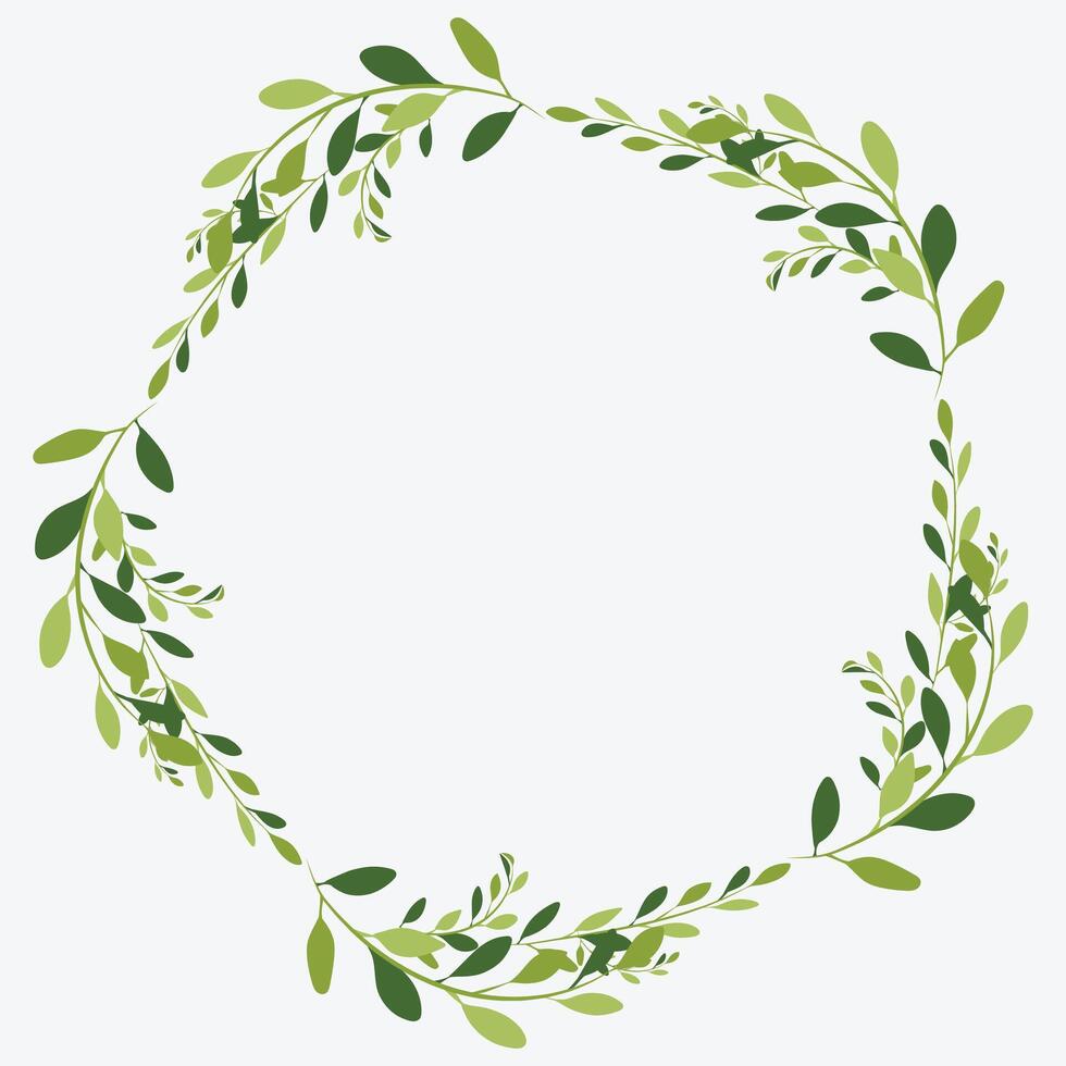 Photo Frame Green leaf Branch and circle Background Vector