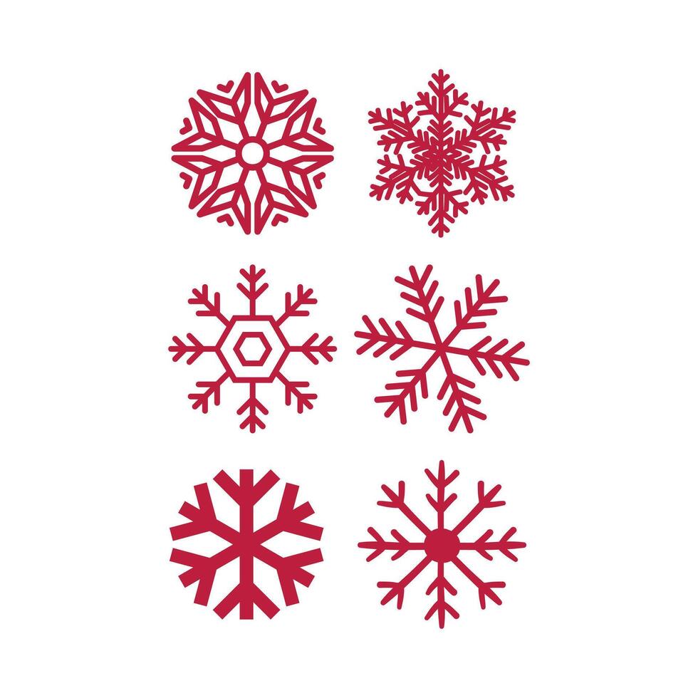 Vector White Snowflakes elements with Red Background