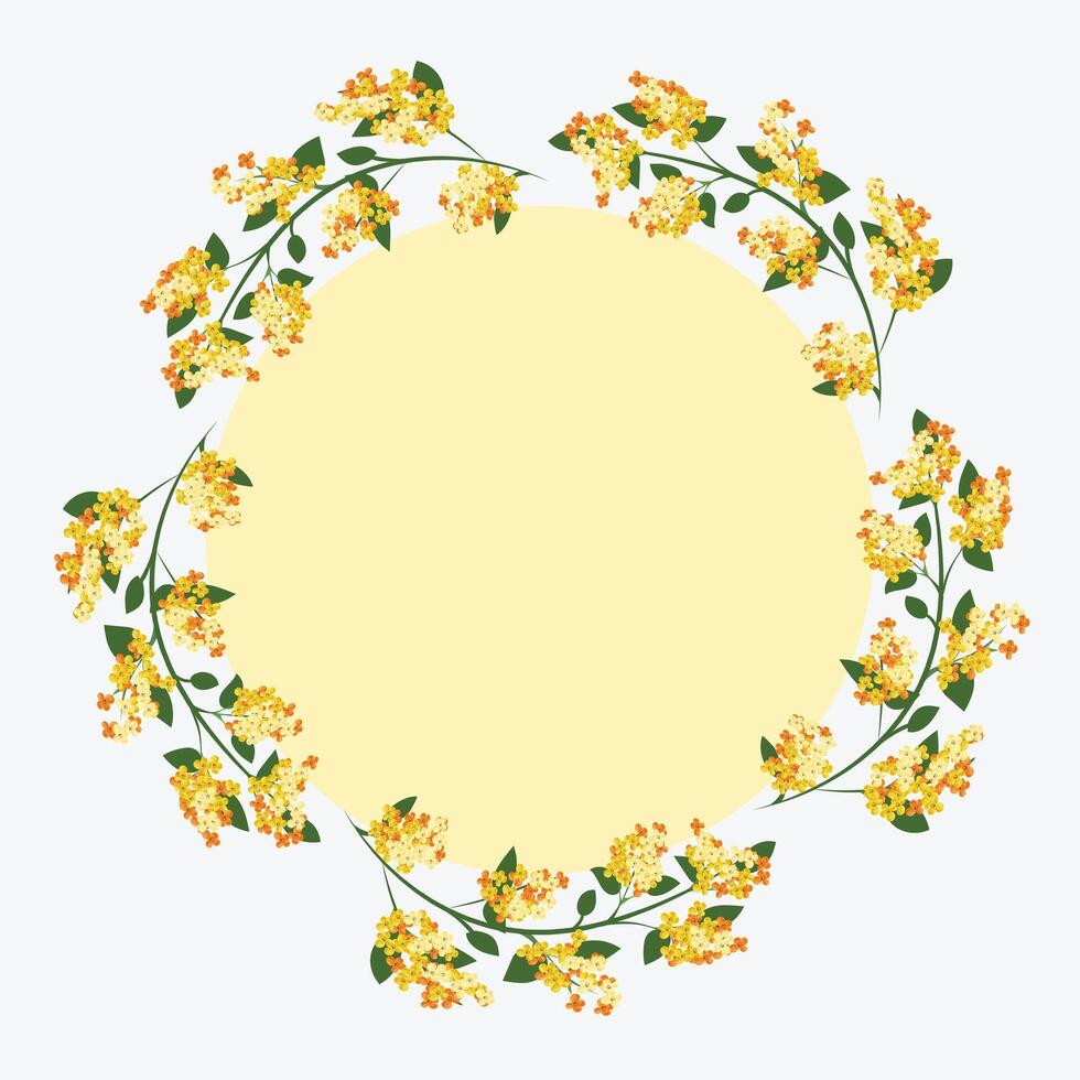 Photo Frame Green leaf Branch and circle Background Vector
