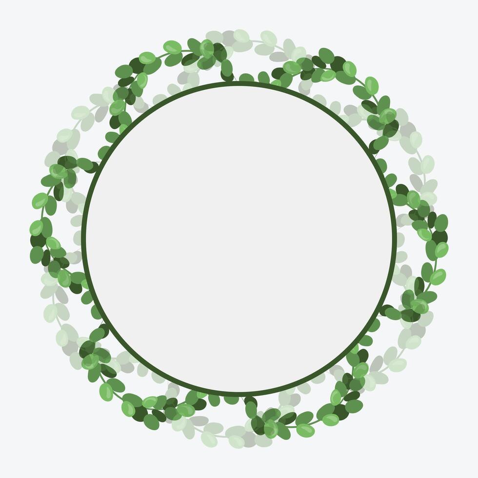 Photo Frame Green leaf Branch and circle Background Vector