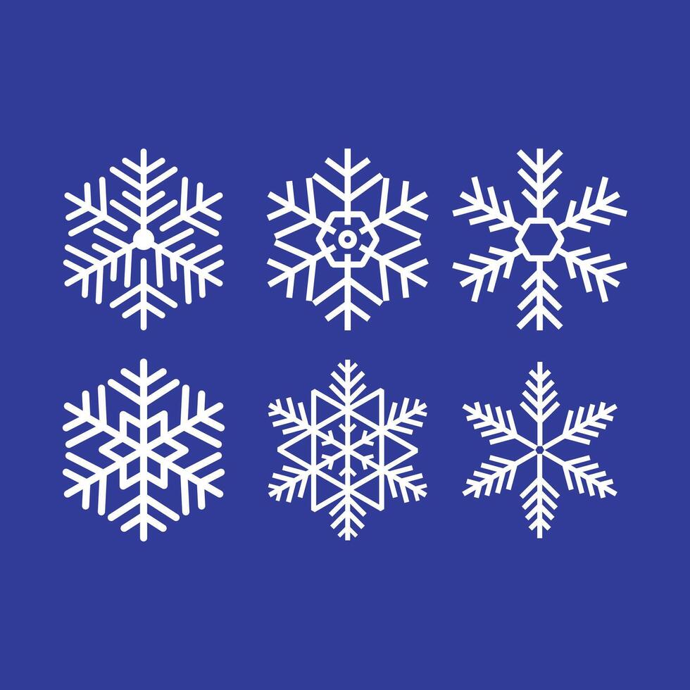 Vector White Snowflakes elements with Red Background