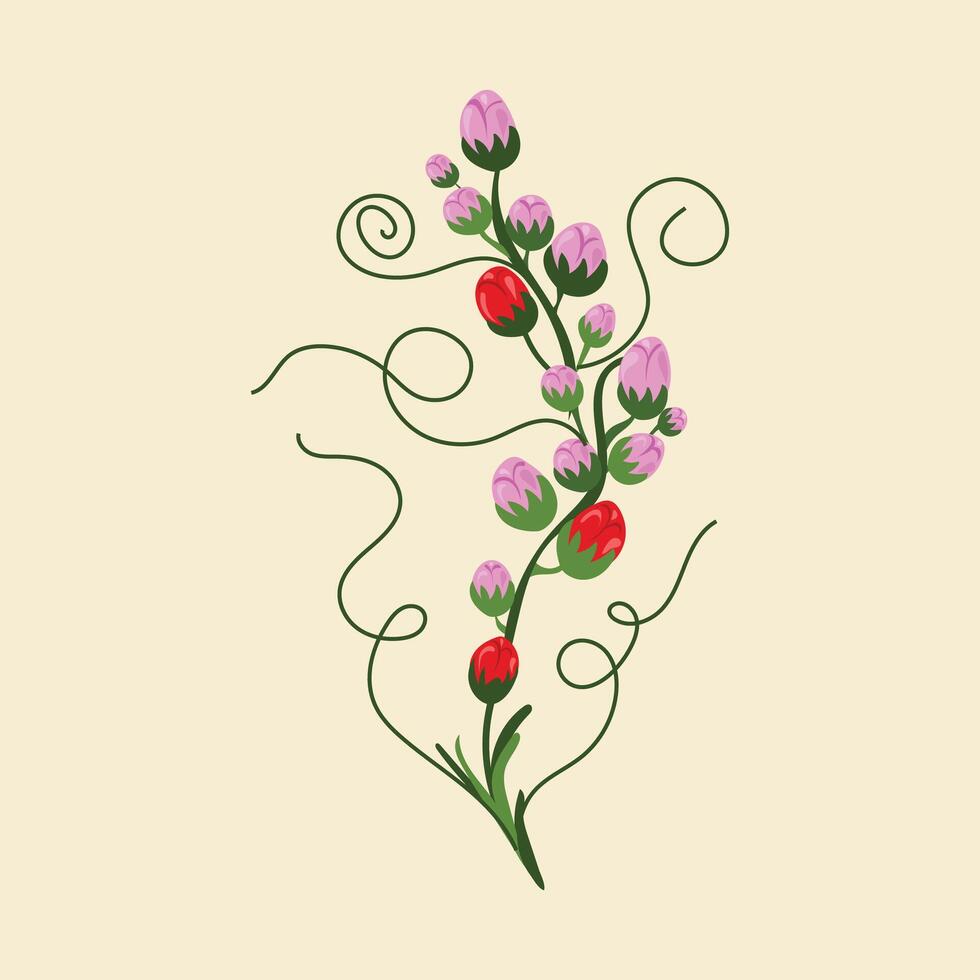 Red and pink Flower with Background Vector