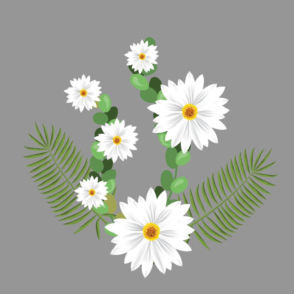 Flower with leaves and Background Vector