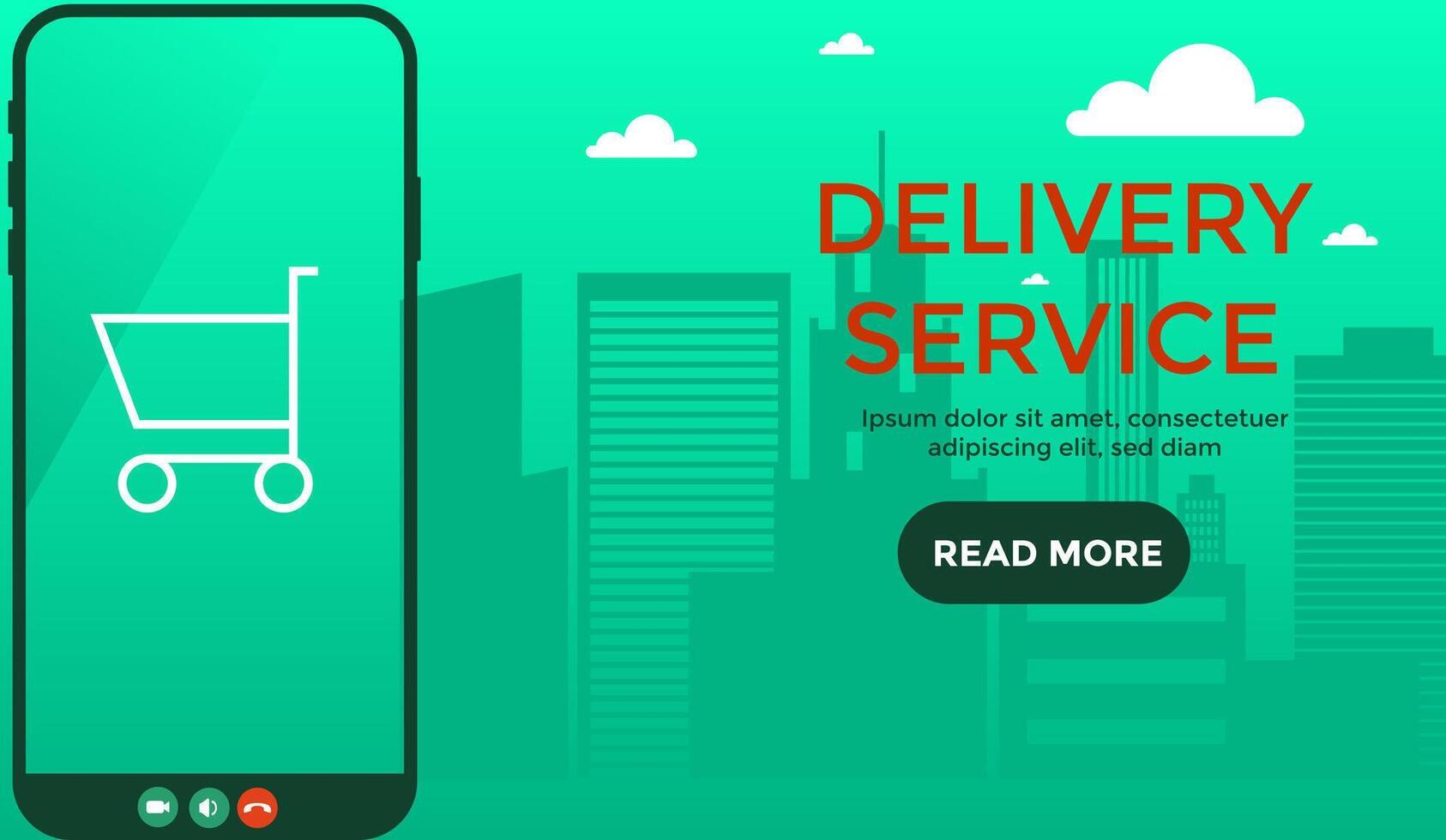 home delivery service transportation and packages concept. Mobile phone Website template vector